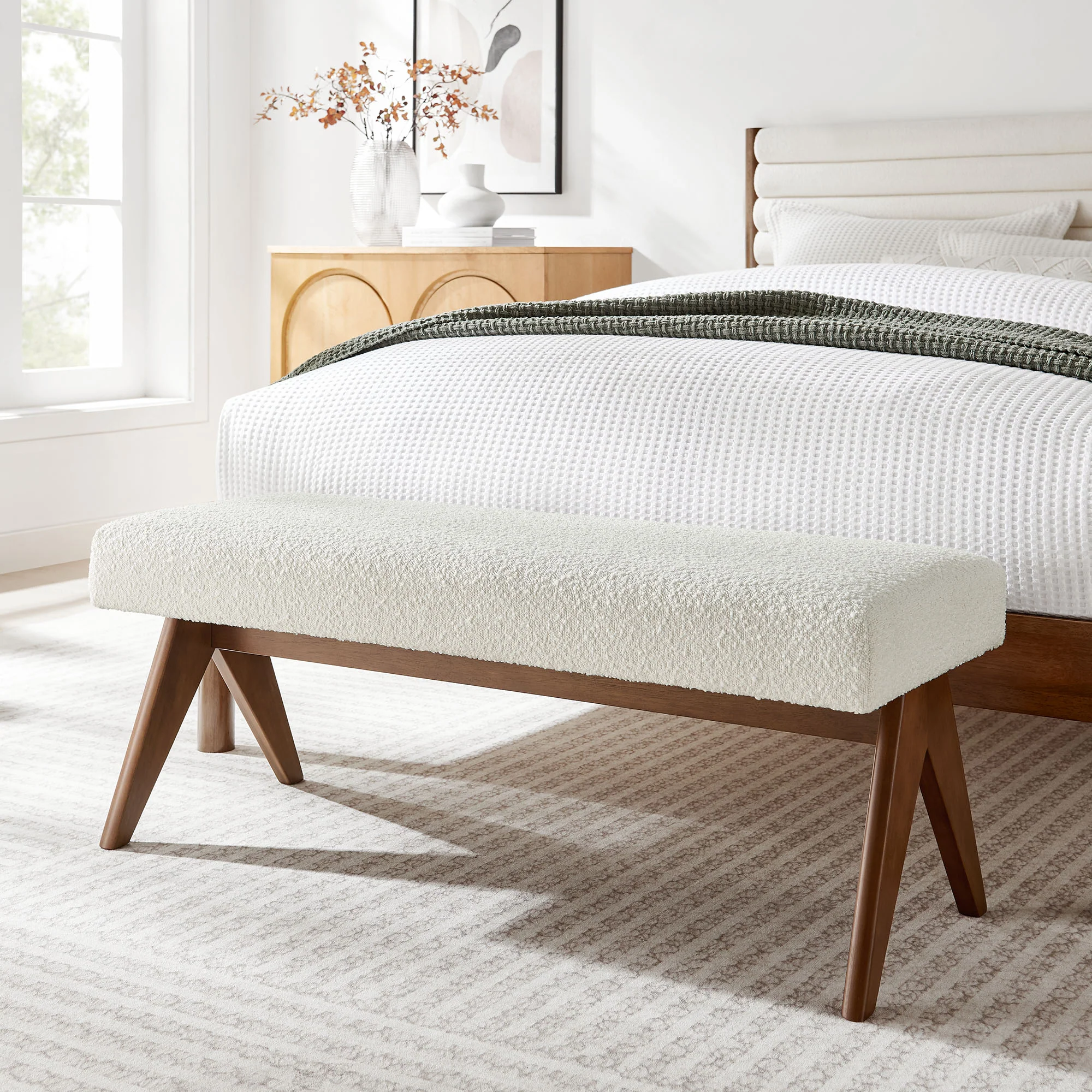 Lyra 47" Boucle Upholstered Bench by Modway - Image 15