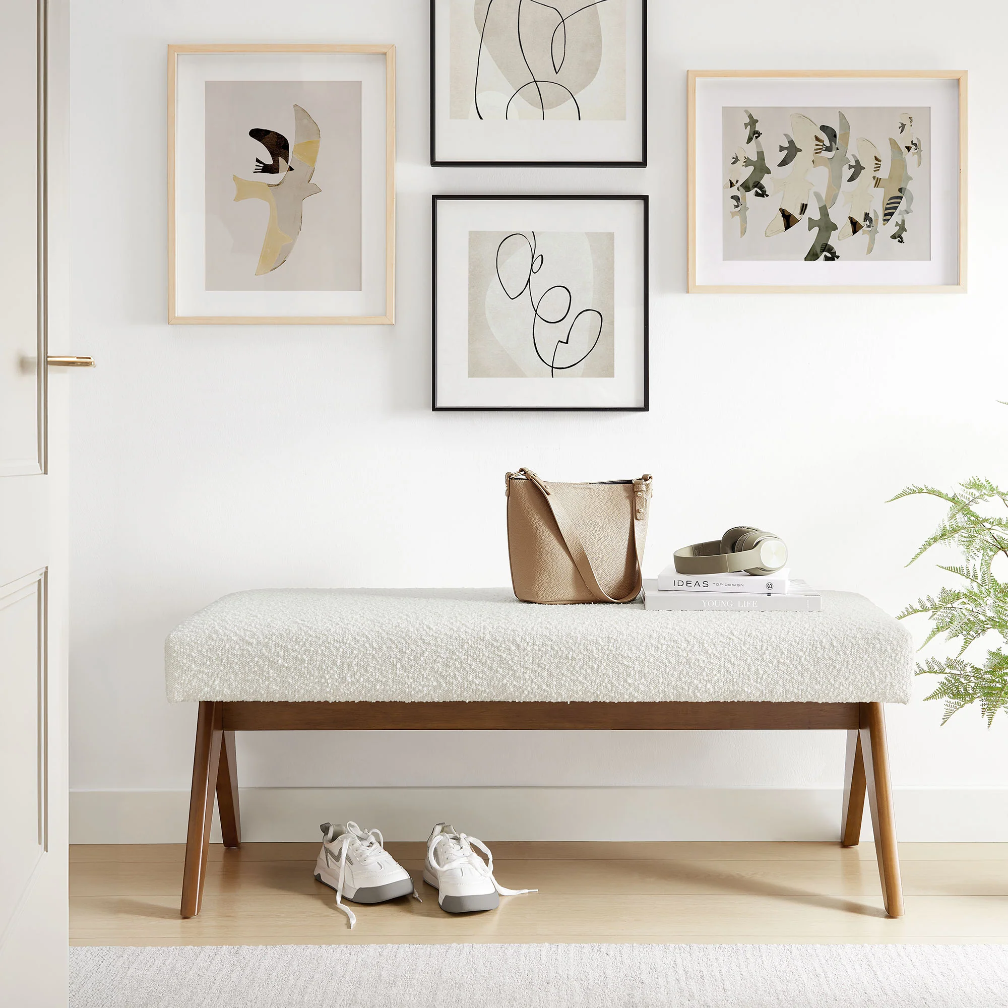 Lyra 47" Boucle Upholstered Bench by Modway - Image 16