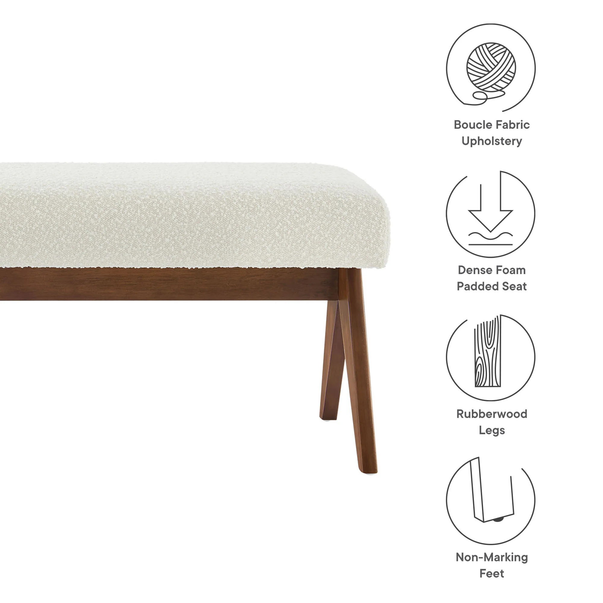 Lyra 47" Boucle Upholstered Bench by Modway - Image 17