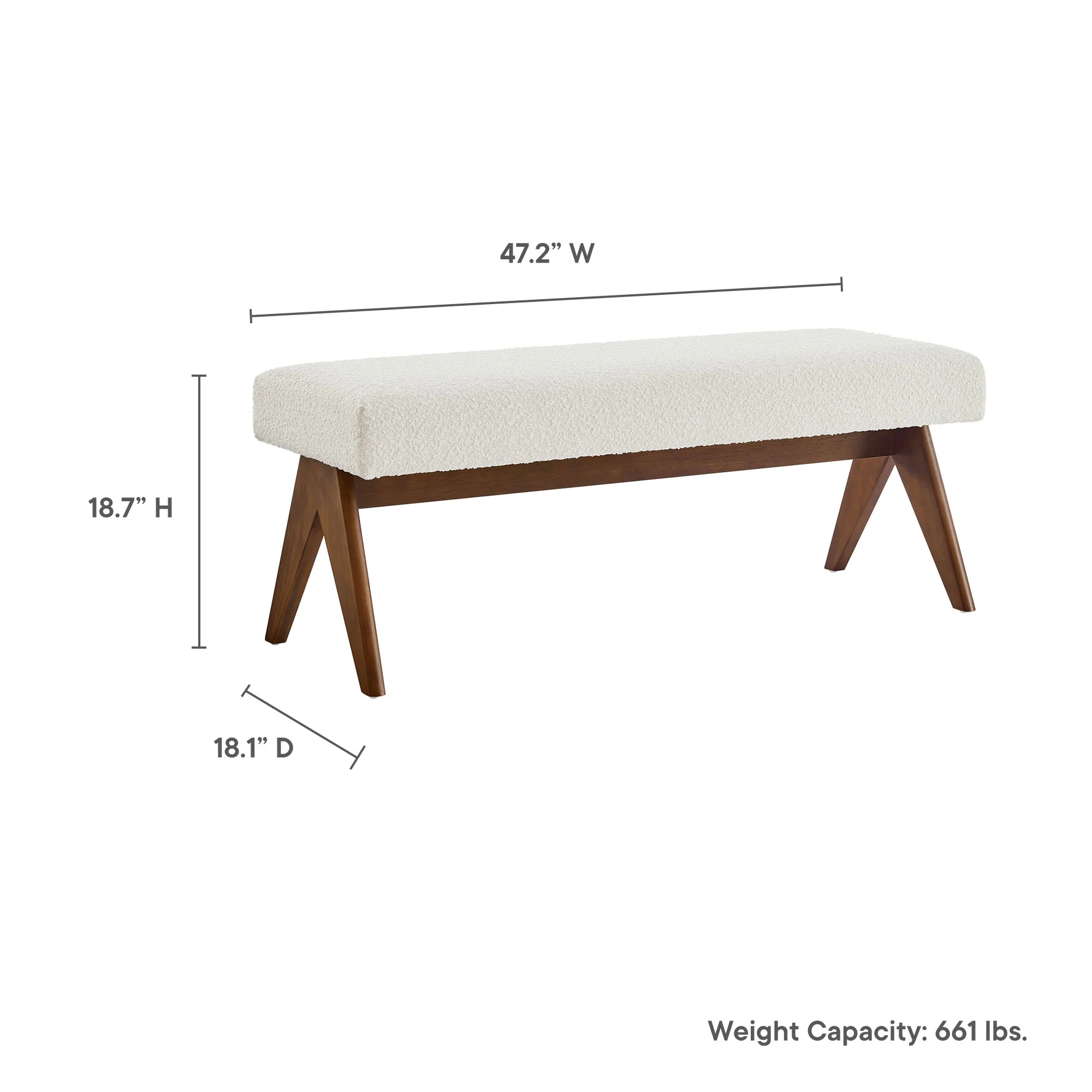 Lyra 47" Boucle Upholstered Bench by Modway - Image 18