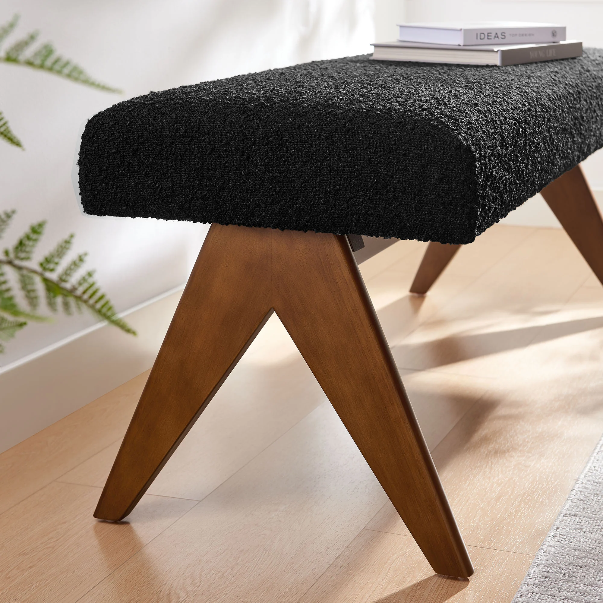Lyra 47" Boucle Upholstered Bench by Modway - Image 6