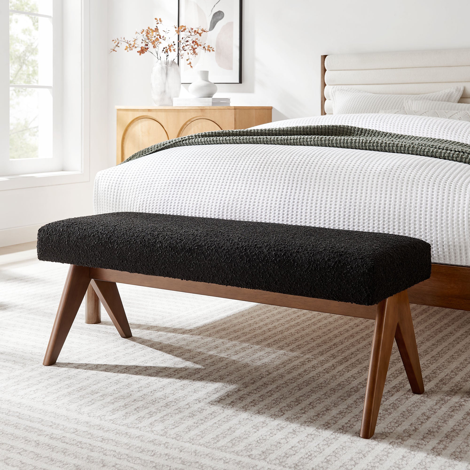 Lyra 47" Boucle Upholstered Bench by Modway - Image 7
