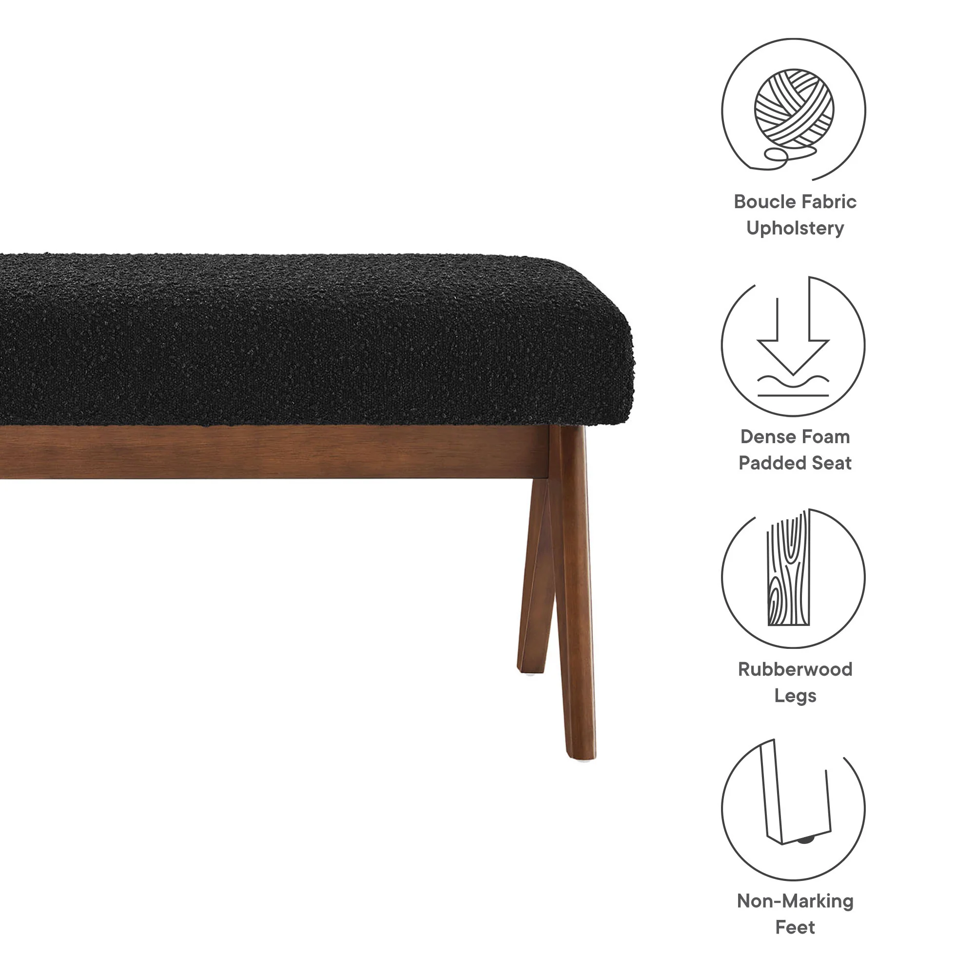 Lyra 47" Boucle Upholstered Bench by Modway - Image 8