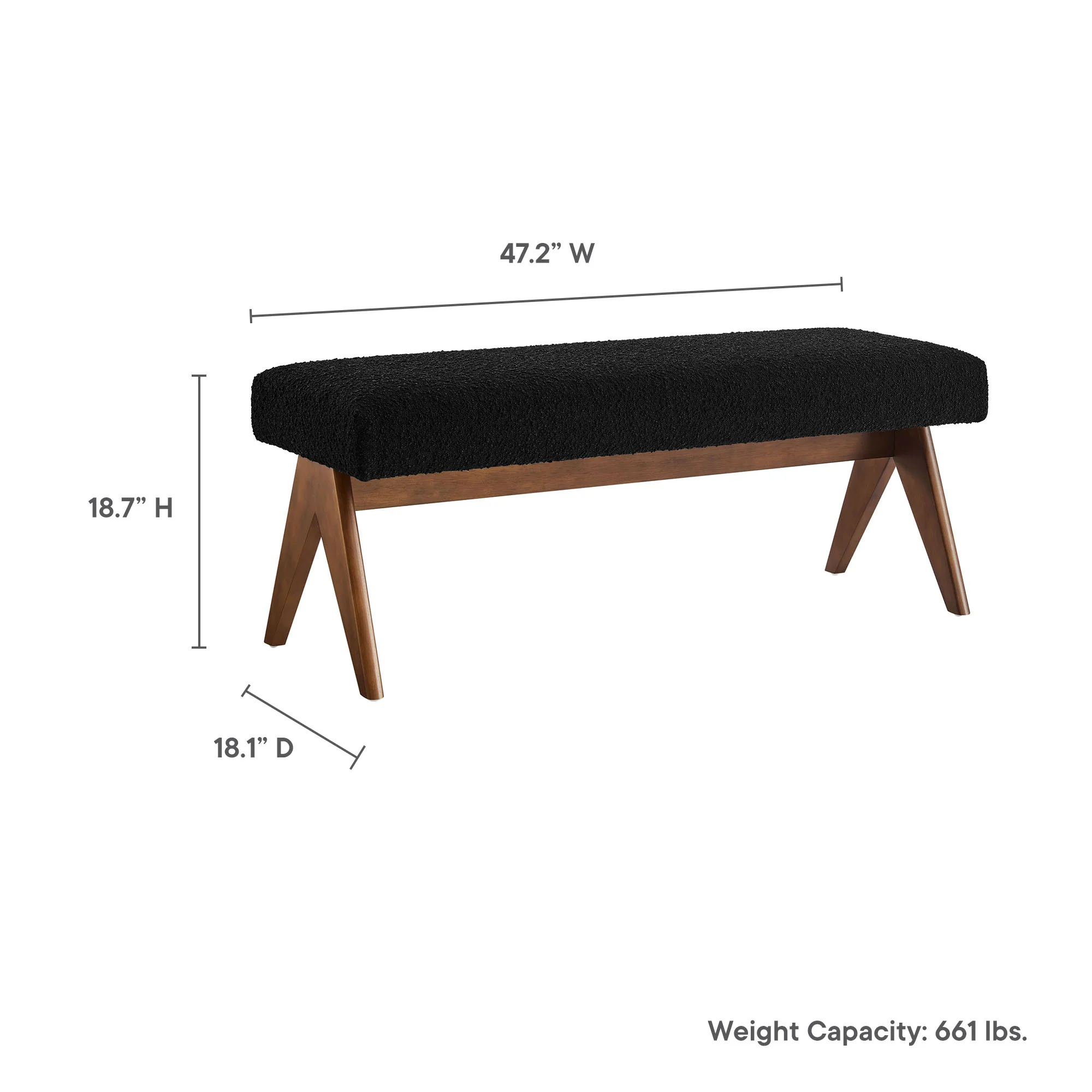 Lyra 47" Boucle Upholstered Bench by Modway - Image 9