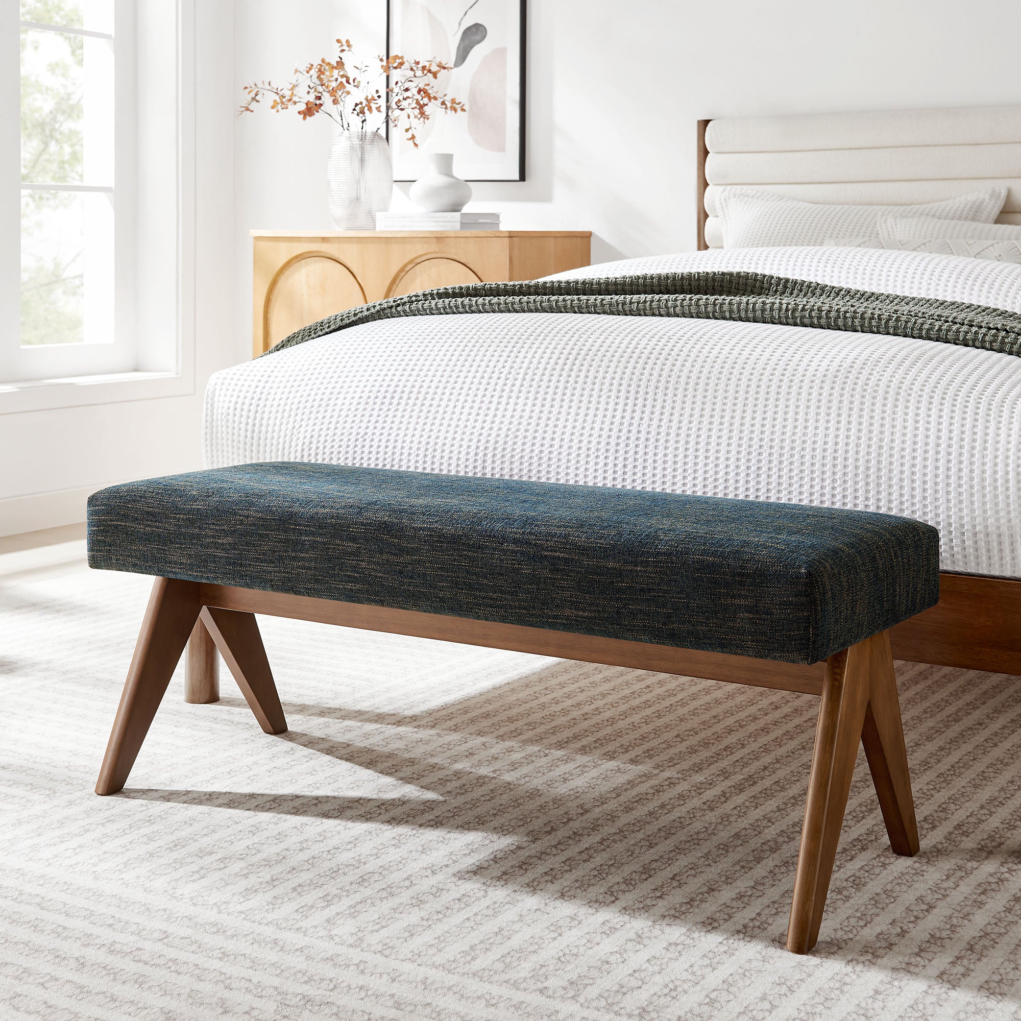 Lyra 47" Fabric Upholstered Bench by Modway - Image 15