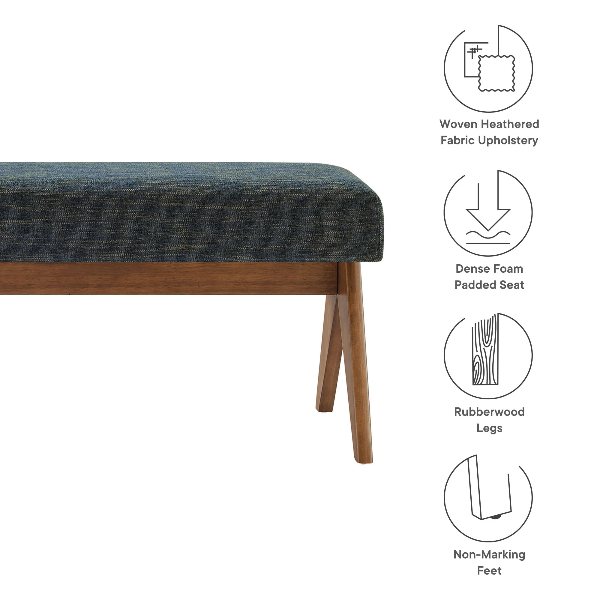 Lyra 47" Fabric Upholstered Bench by Modway - Image 17