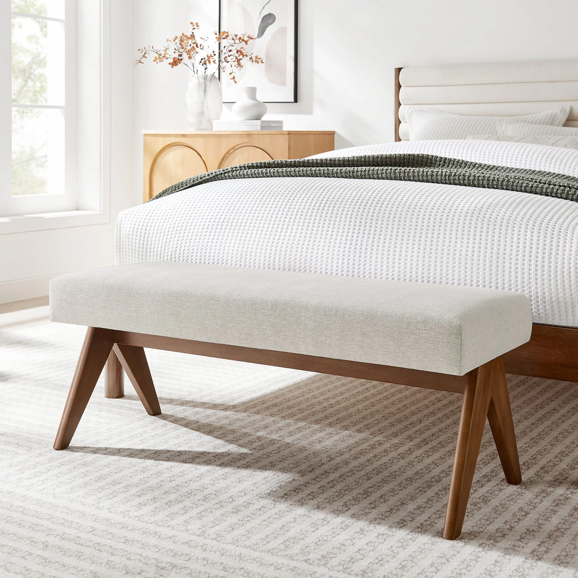 Lyra 47" Fabric Upholstered Bench by Modway - Image 24