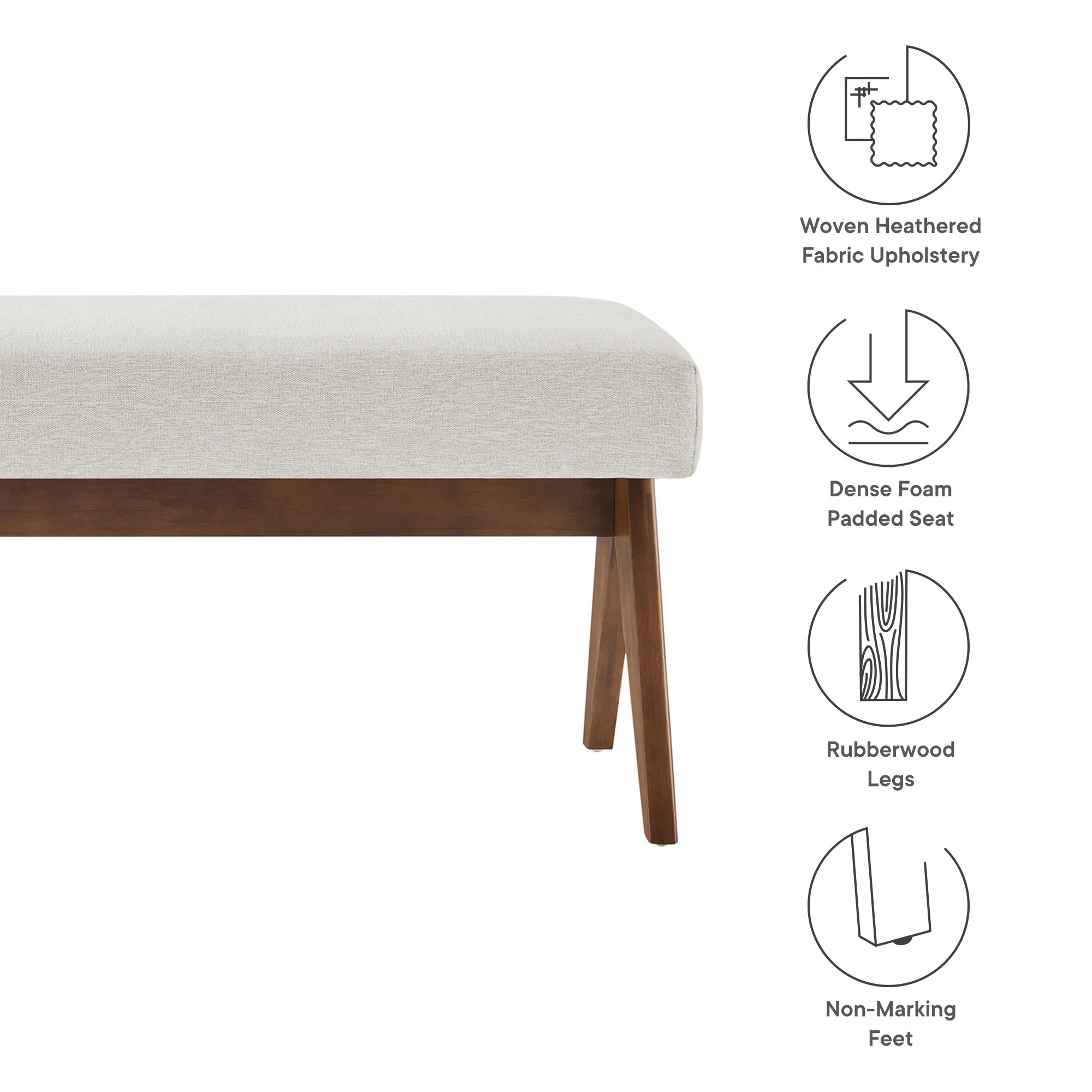 Lyra 47" Fabric Upholstered Bench by Modway - Image 26