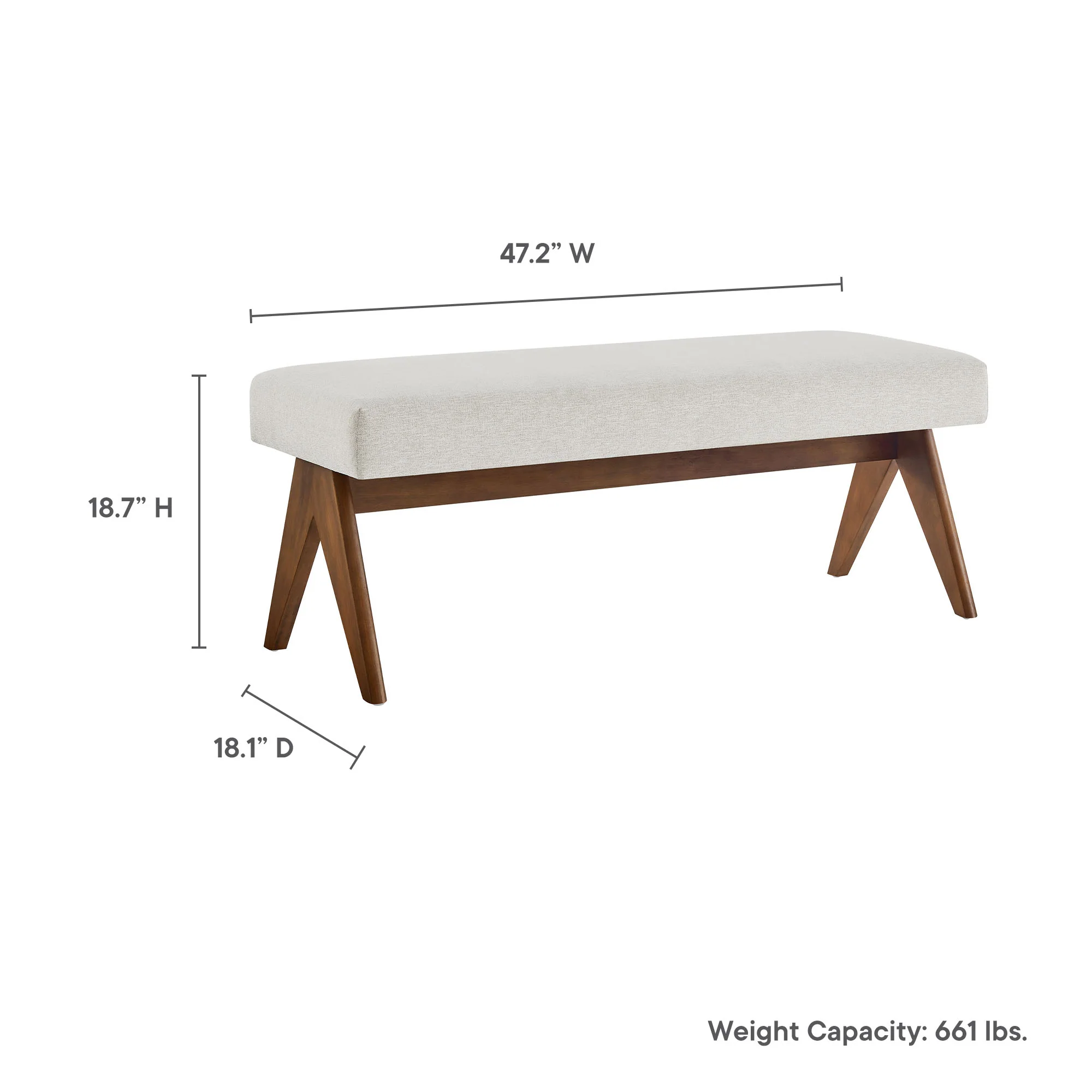 Lyra 47" Fabric Upholstered Bench by Modway - Image 27