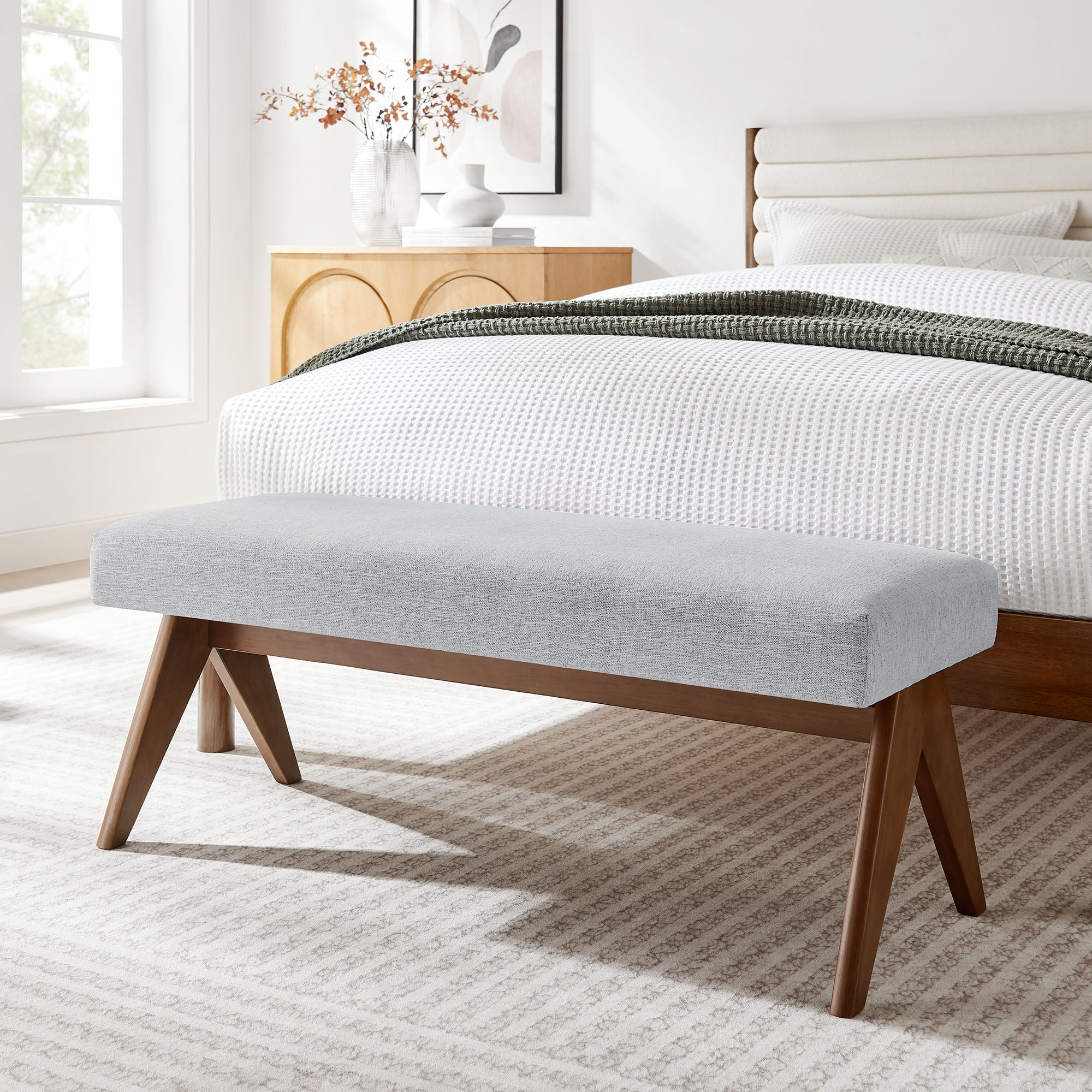 Lyra 47" Fabric Upholstered Bench by Modway - Image 33