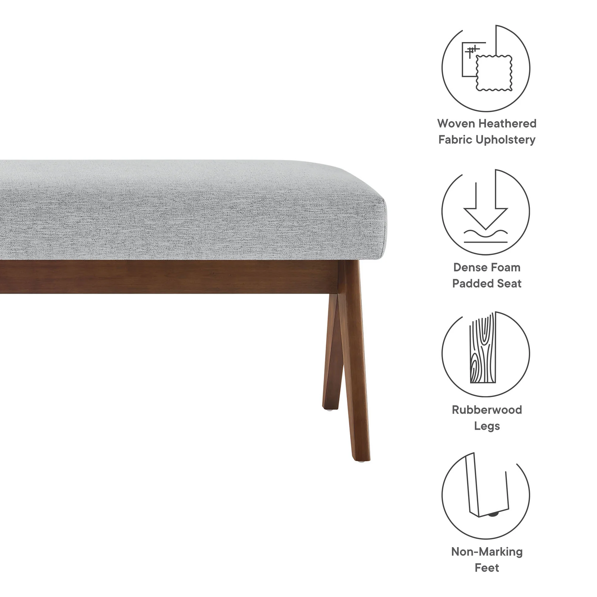 Lyra 47" Fabric Upholstered Bench by Modway - Image 35