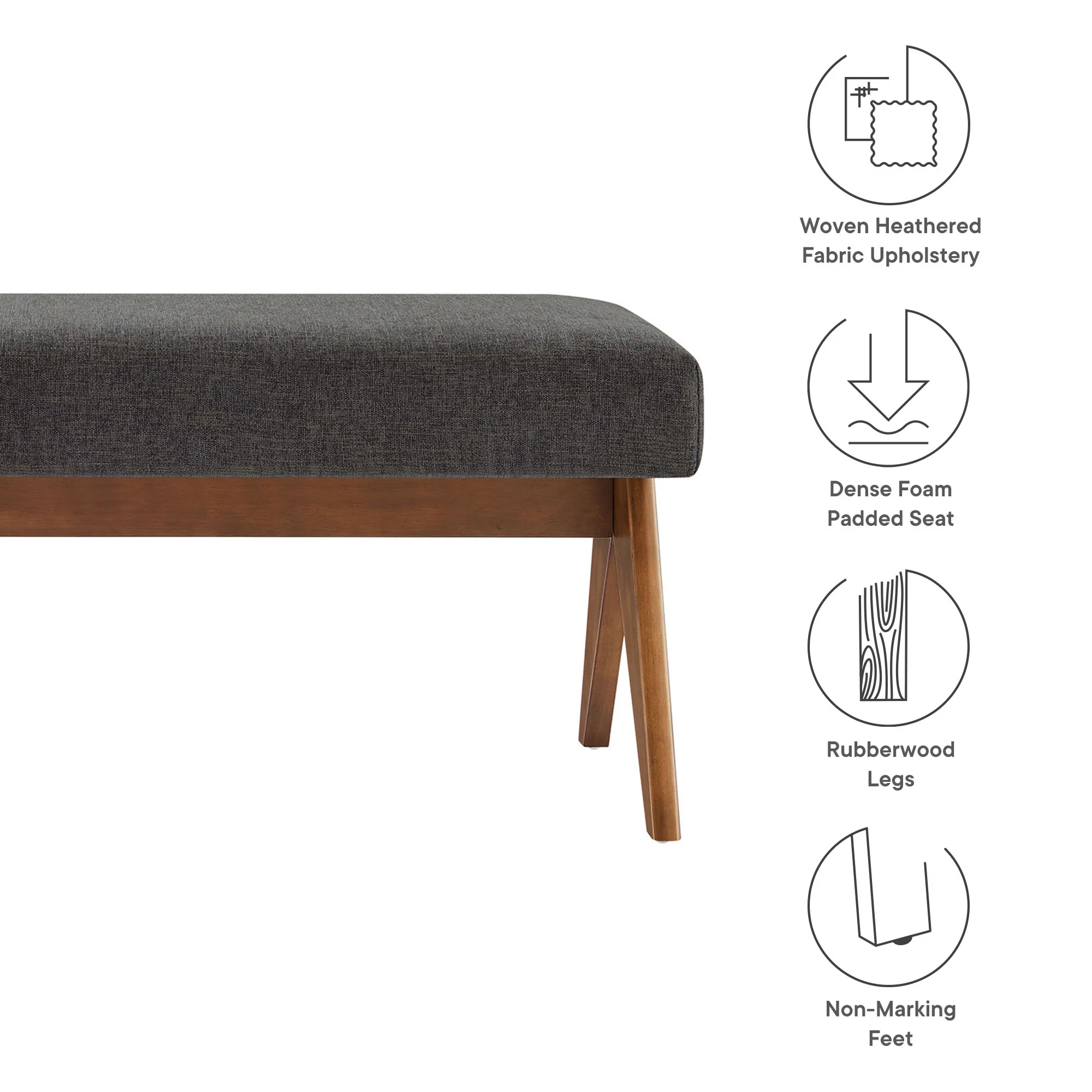 Lyra 47" Fabric Upholstered Bench by Modway - Image 8