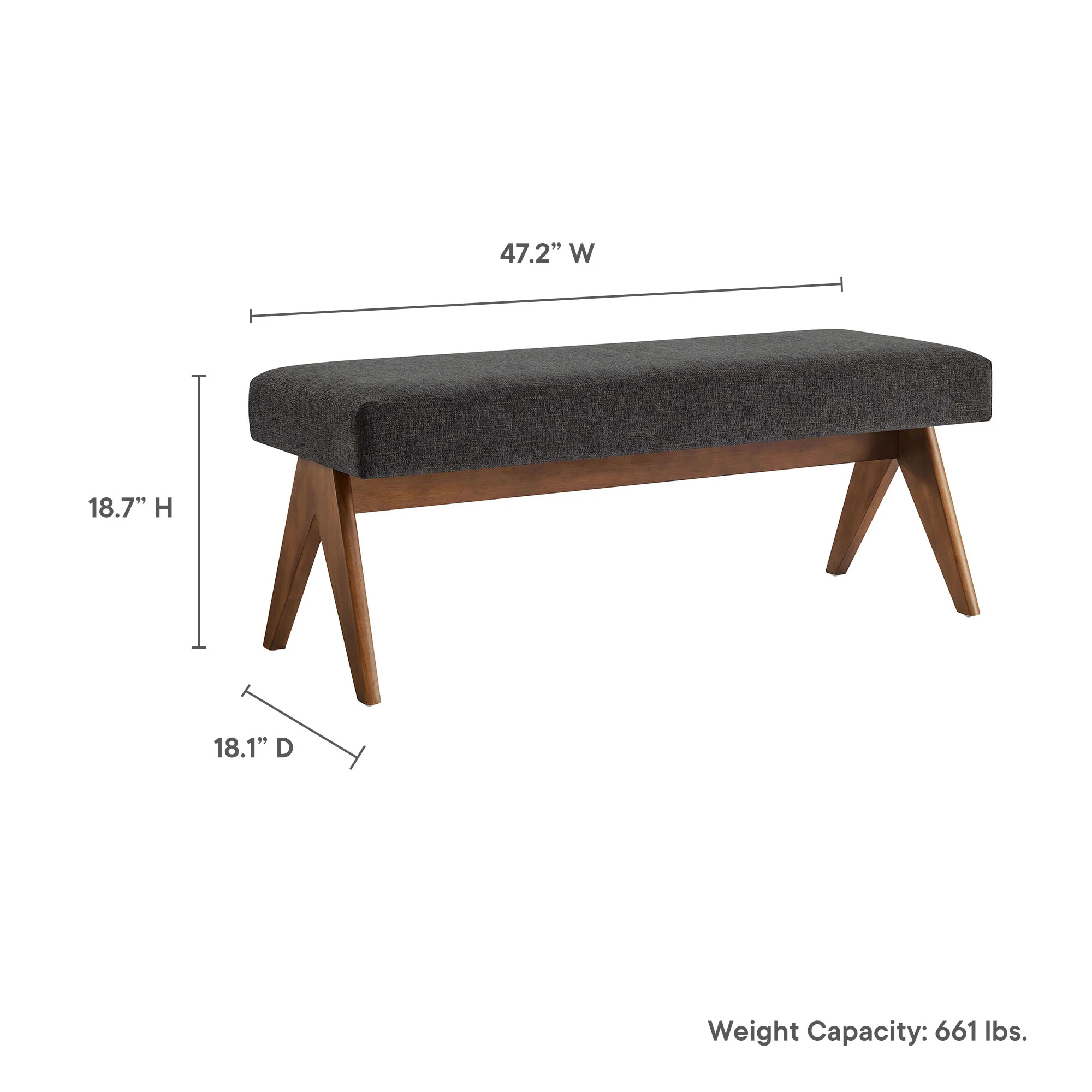 Lyra 47" Fabric Upholstered Bench by Modway - Image 9