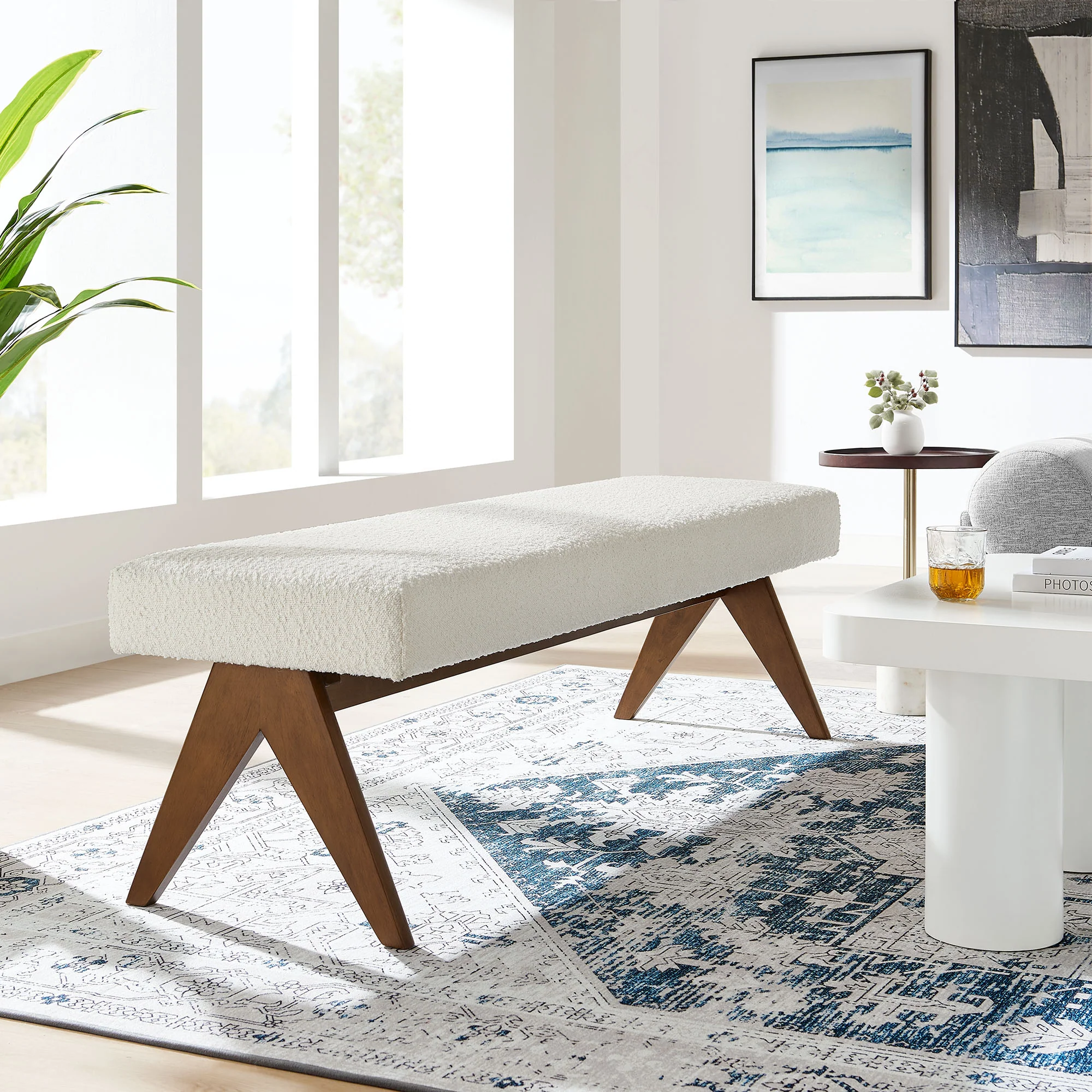Lyra 63" Boucle Upholstered Bench by Modway - Image 15
