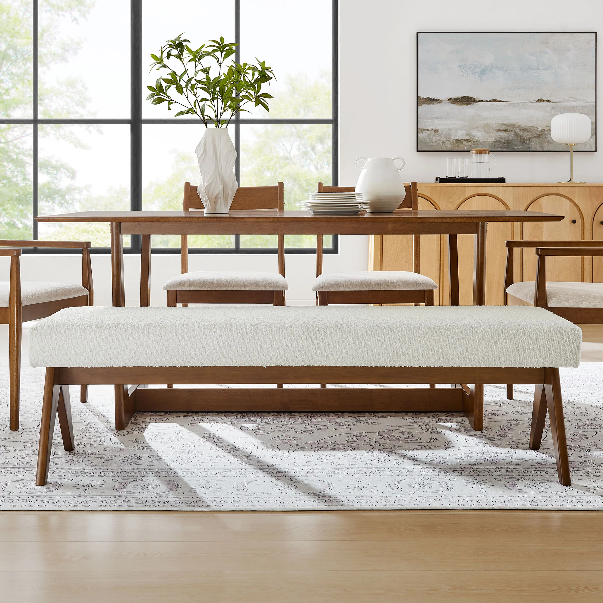 Lyra 63" Boucle Upholstered Bench by Modway - Image 16