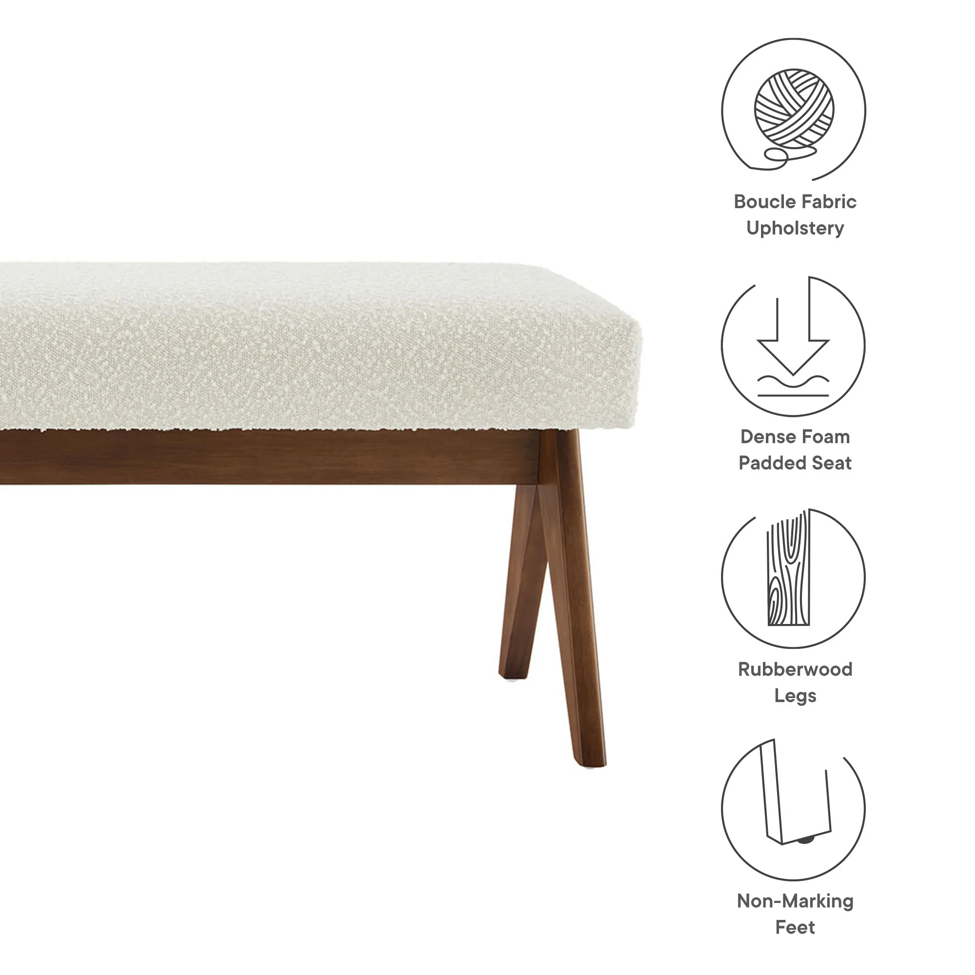 Lyra 63" Boucle Upholstered Bench by Modway - Image 17