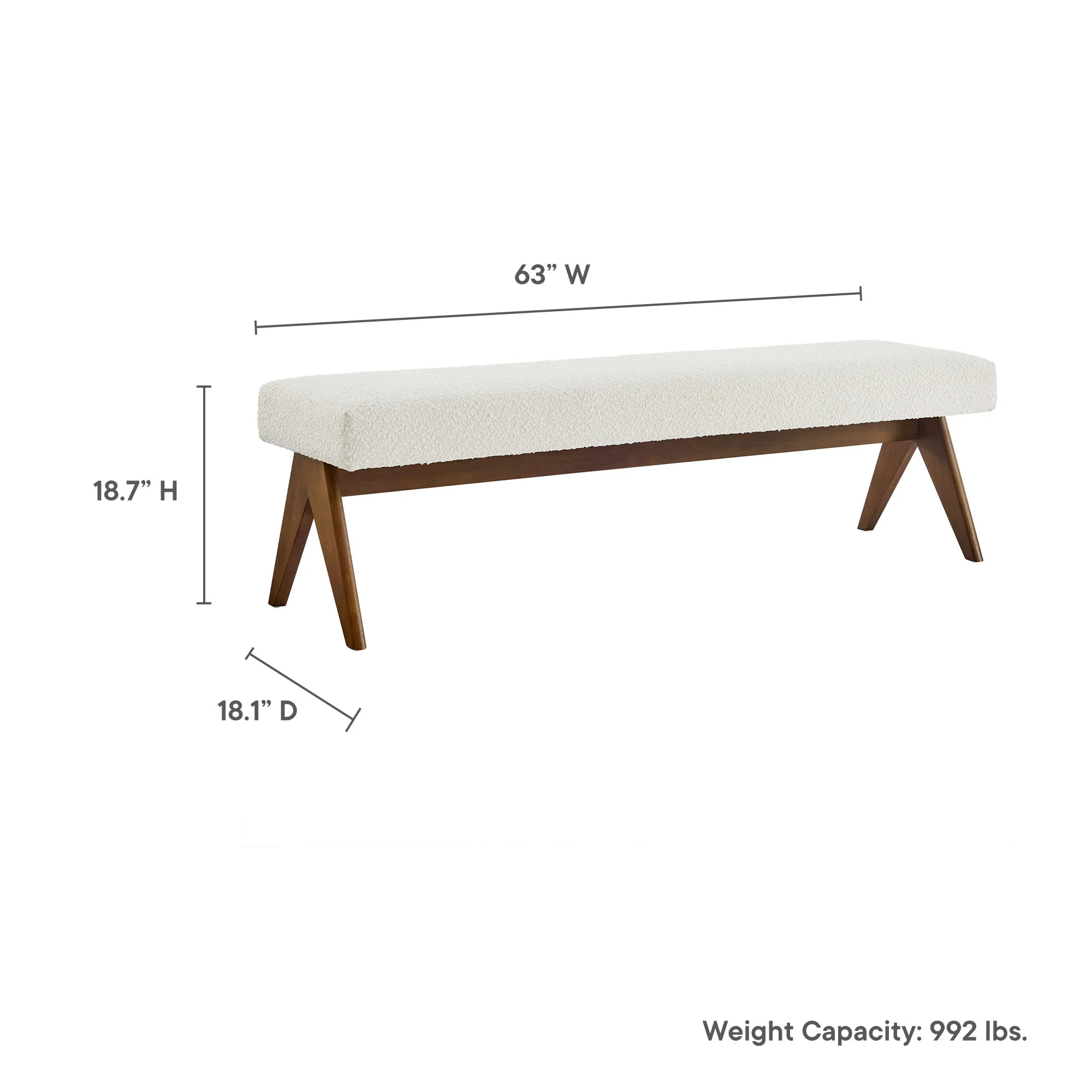 Lyra 63" Boucle Upholstered Bench by Modway - Image 18