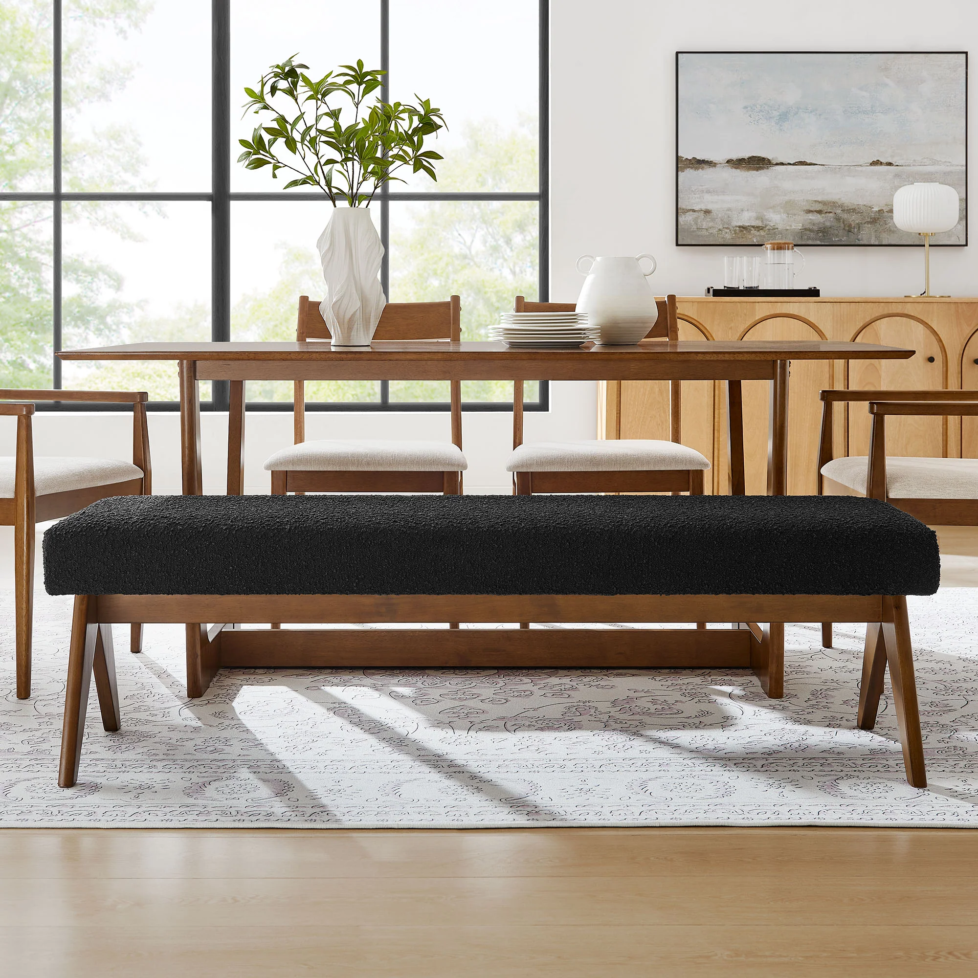 Lyra 63" Boucle Upholstered Bench by Modway - Image 7