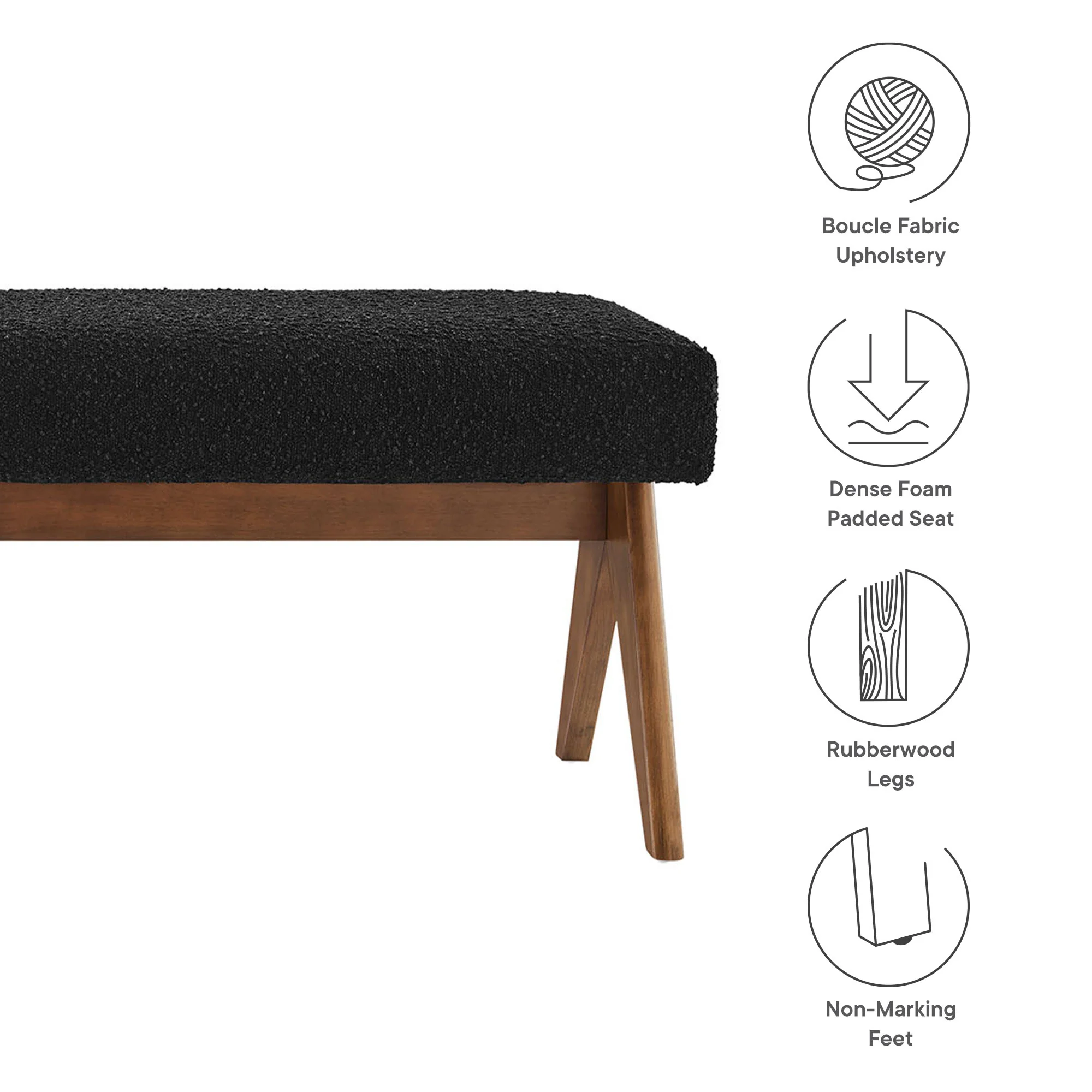 Lyra 63" Boucle Upholstered Bench by Modway - Image 8