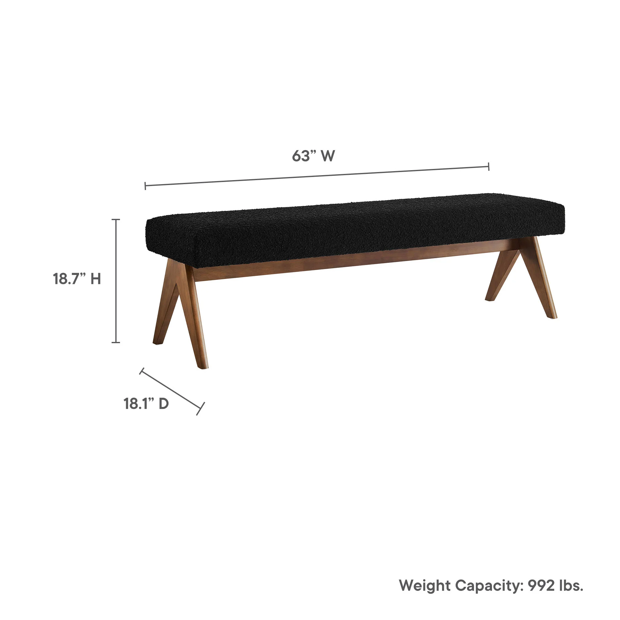 Lyra 63" Boucle Upholstered Bench by Modway - Image 9