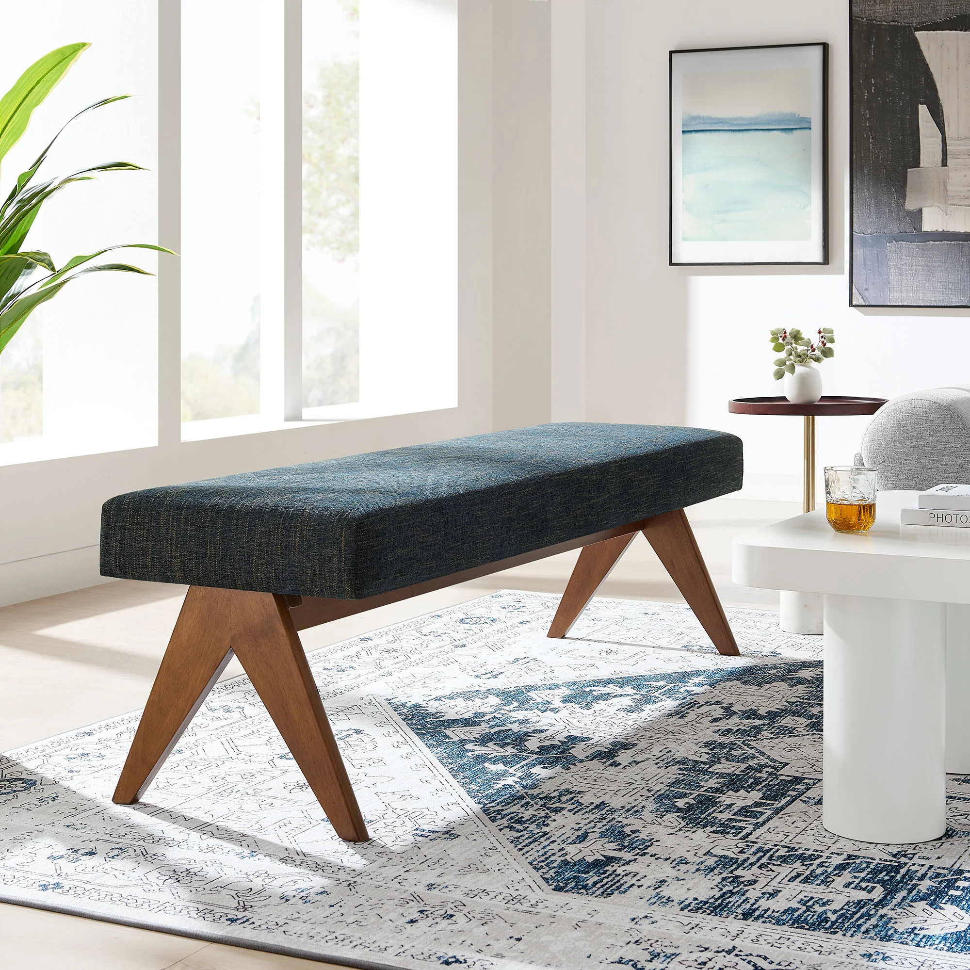 Lyra 63" Fabric Upholstered Bench by Modway - Image 15