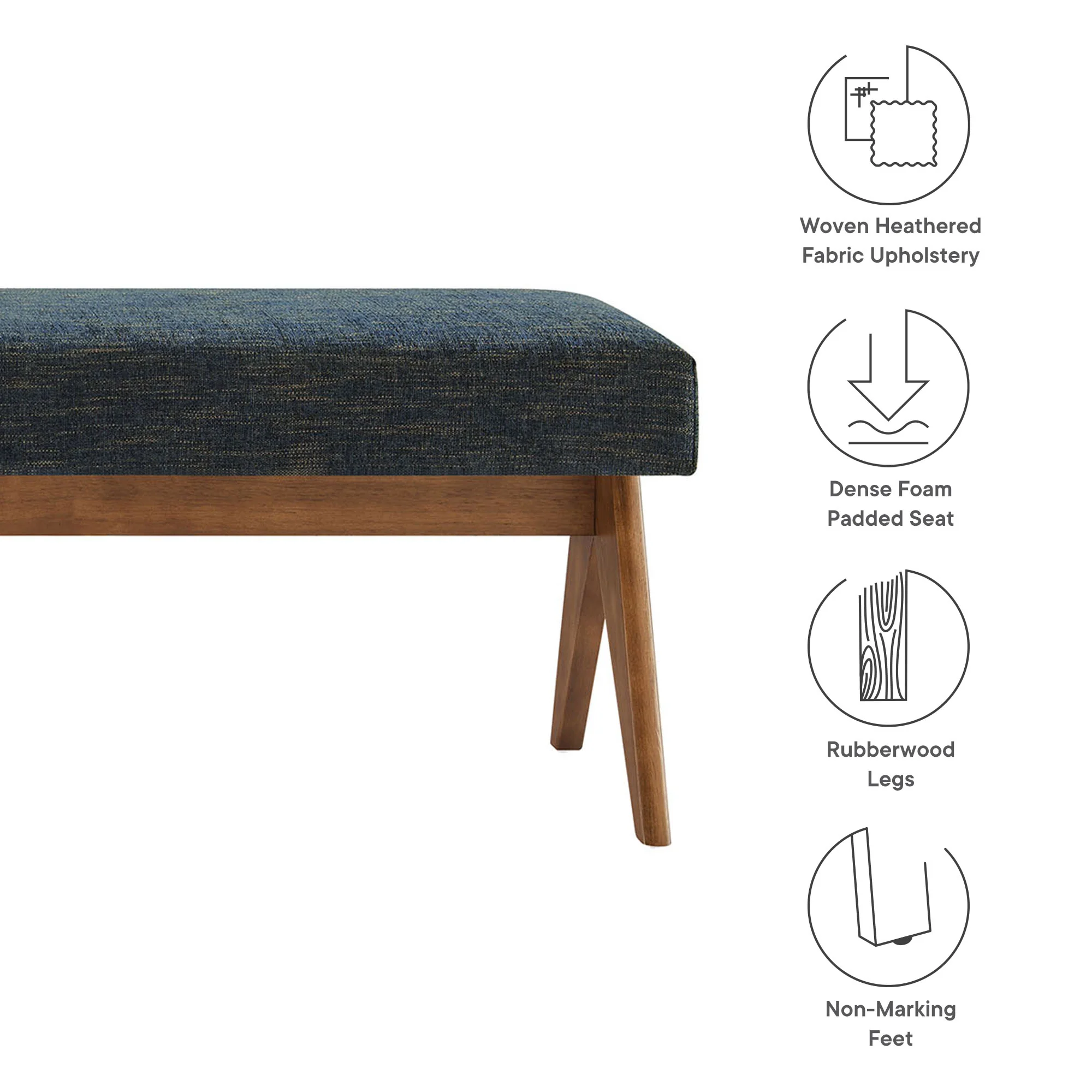 Lyra 63" Fabric Upholstered Bench by Modway - Image 17