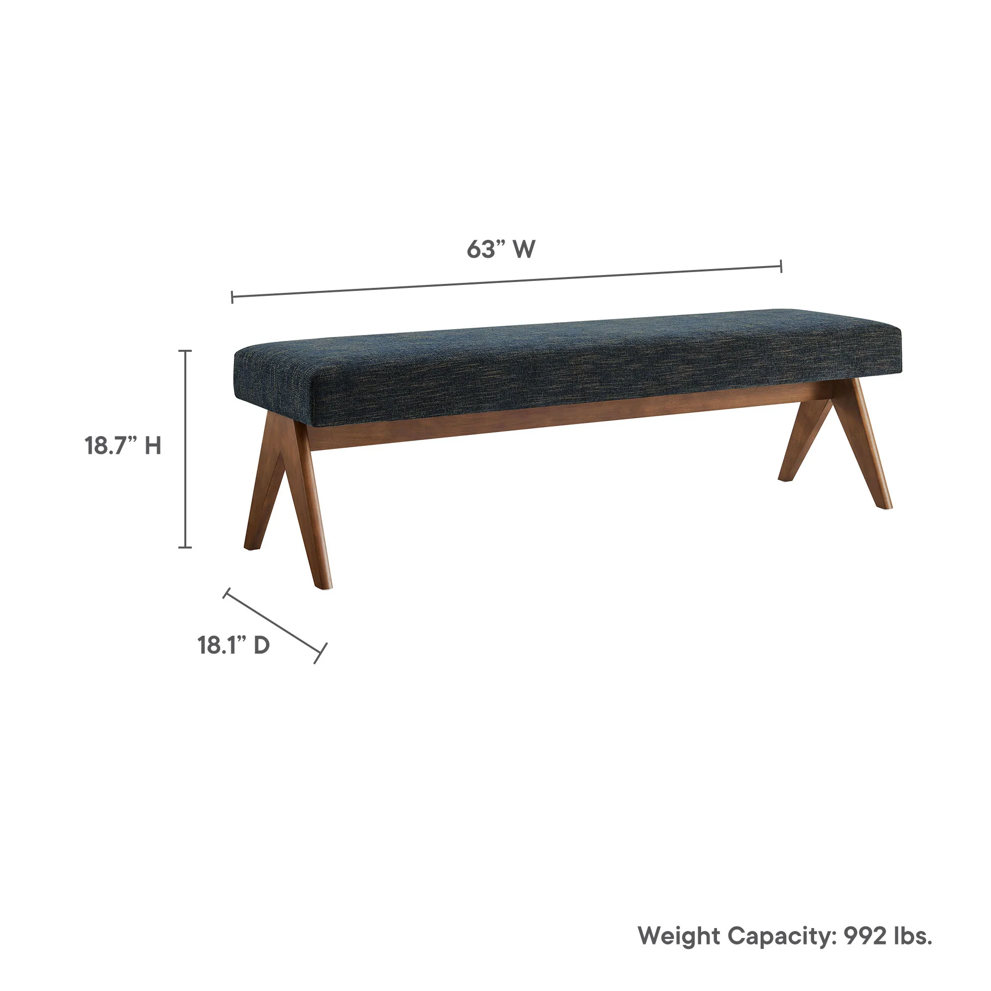 Lyra 63" Fabric Upholstered Bench by Modway - Image 18