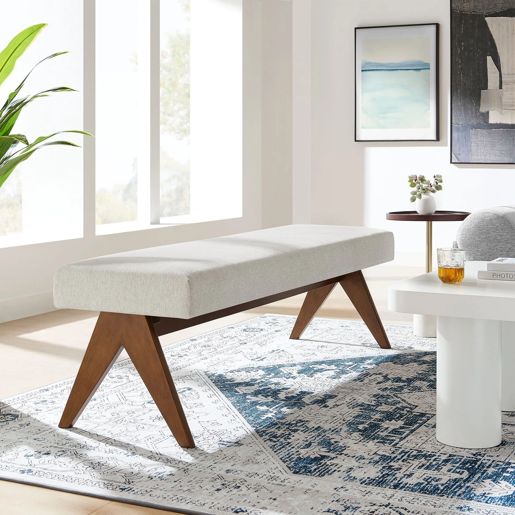 Lyra 63" Fabric Upholstered Bench by Modway - Image 24