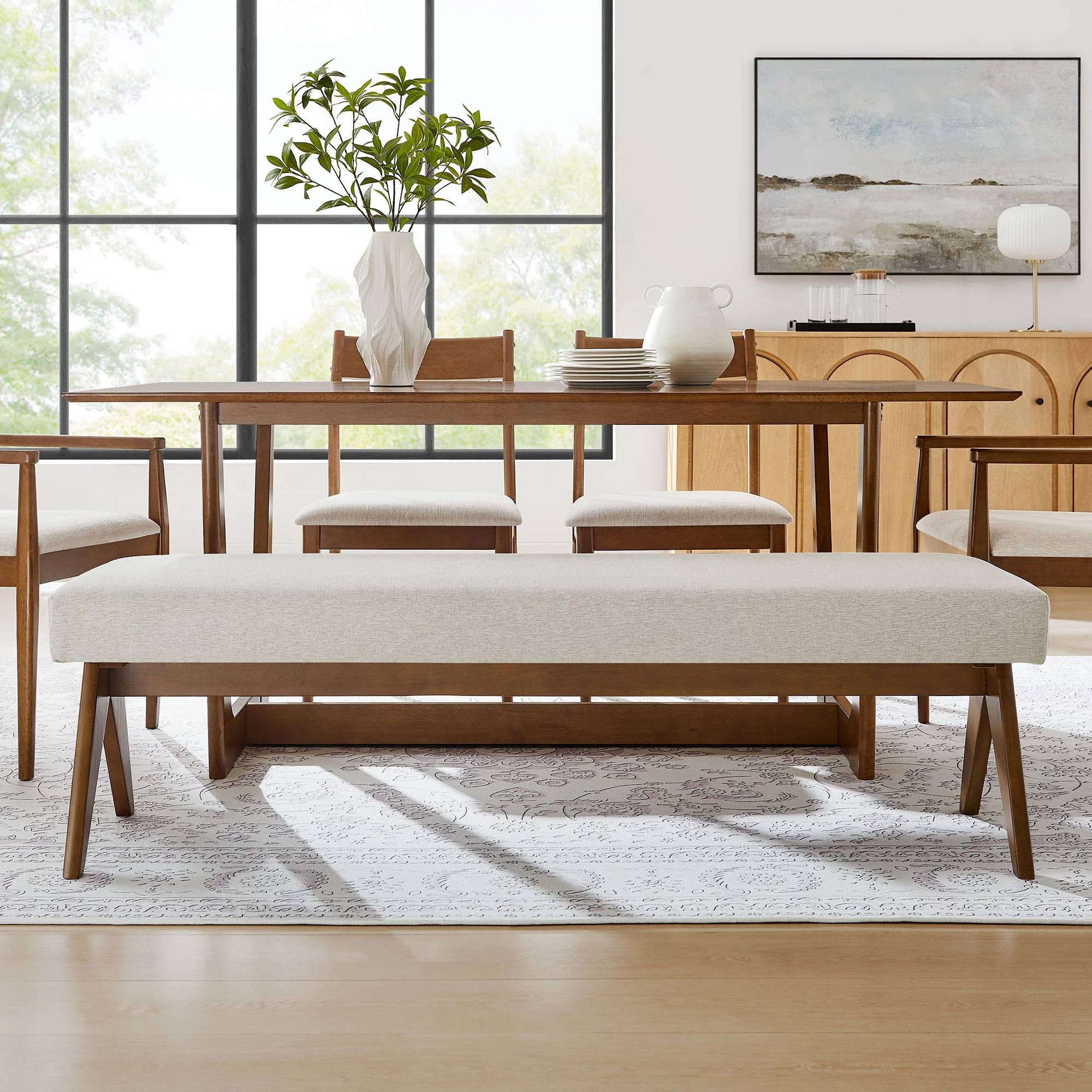 Lyra 63" Fabric Upholstered Bench by Modway - Image 25