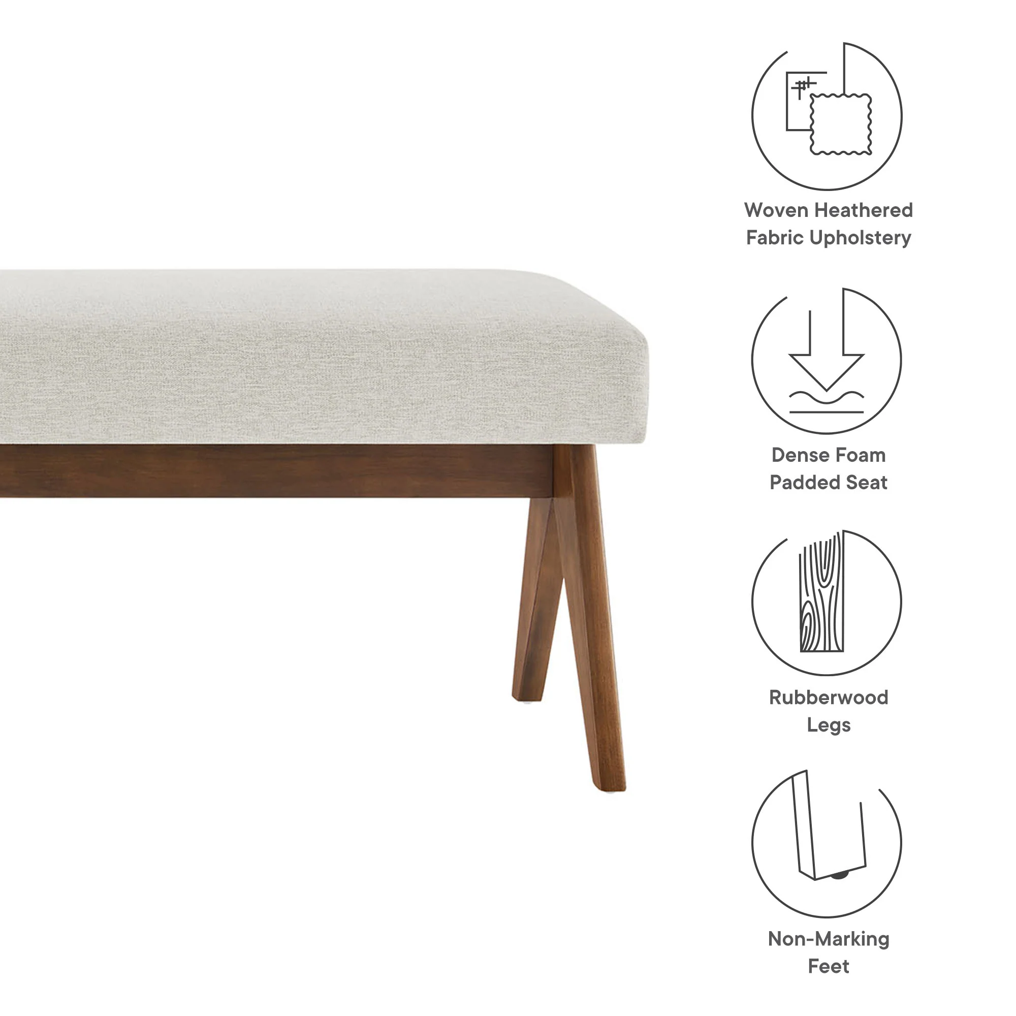 Lyra 63" Fabric Upholstered Bench by Modway - Image 26