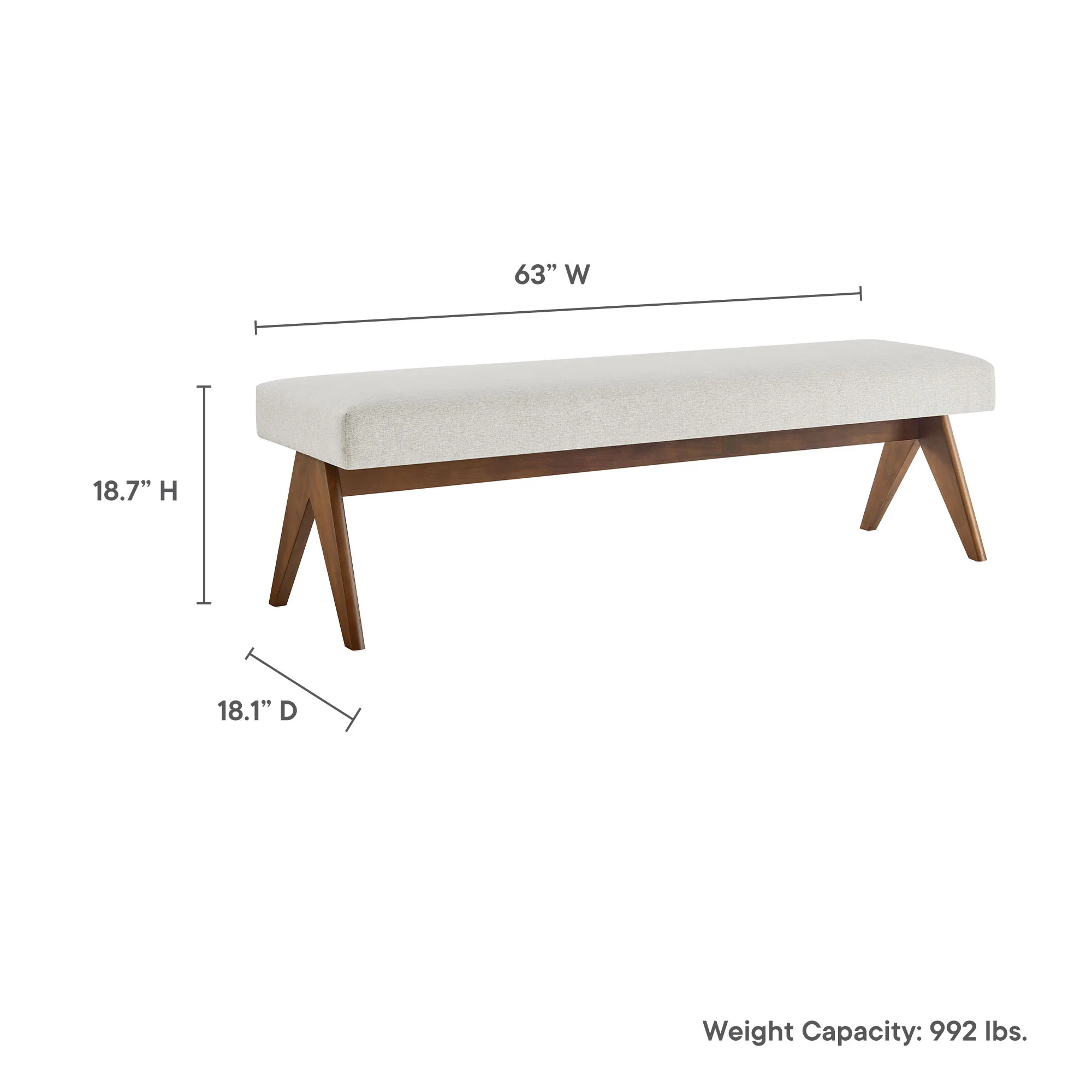 Lyra 63" Fabric Upholstered Bench by Modway - Image 27