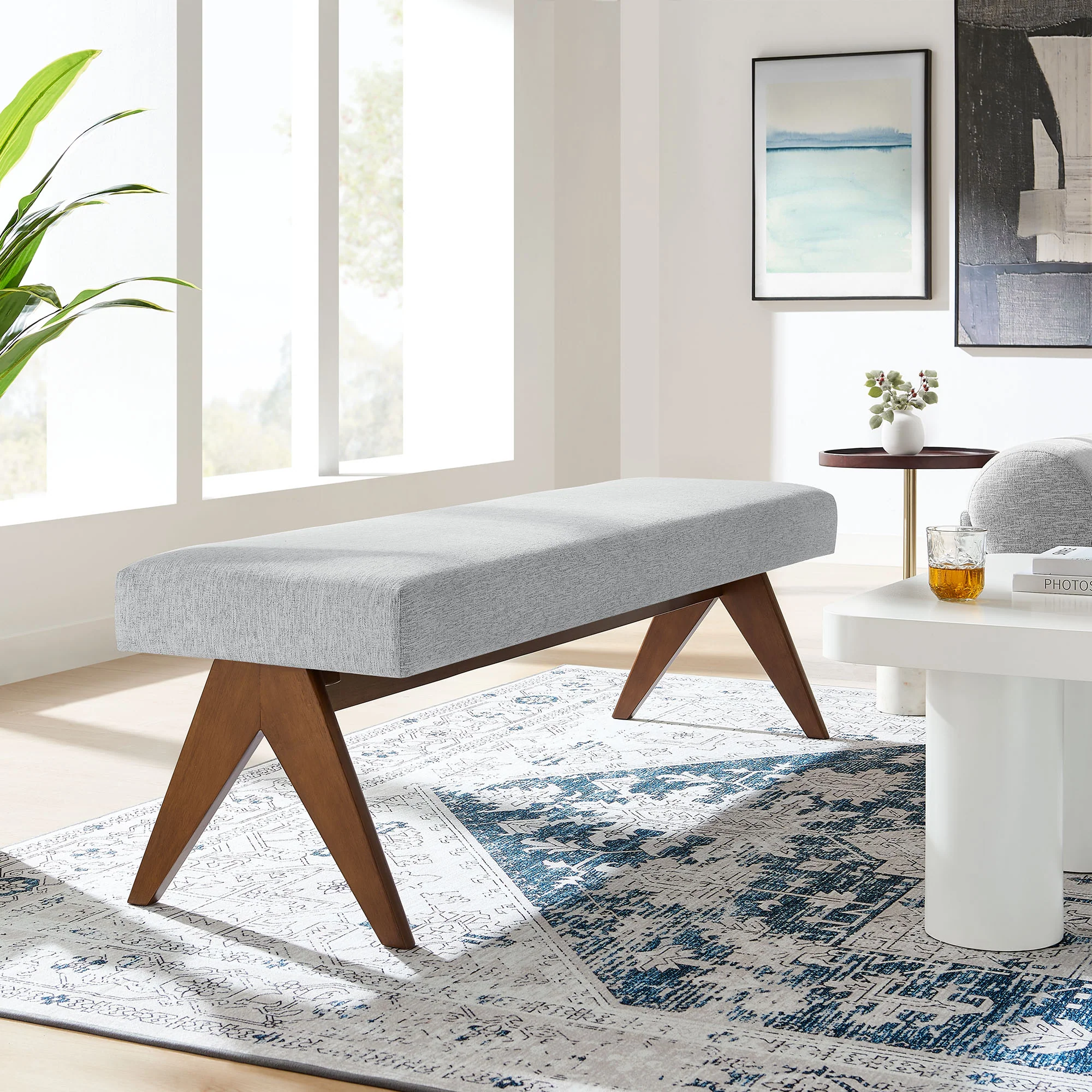 Lyra 63" Fabric Upholstered Bench by Modway - Image 33