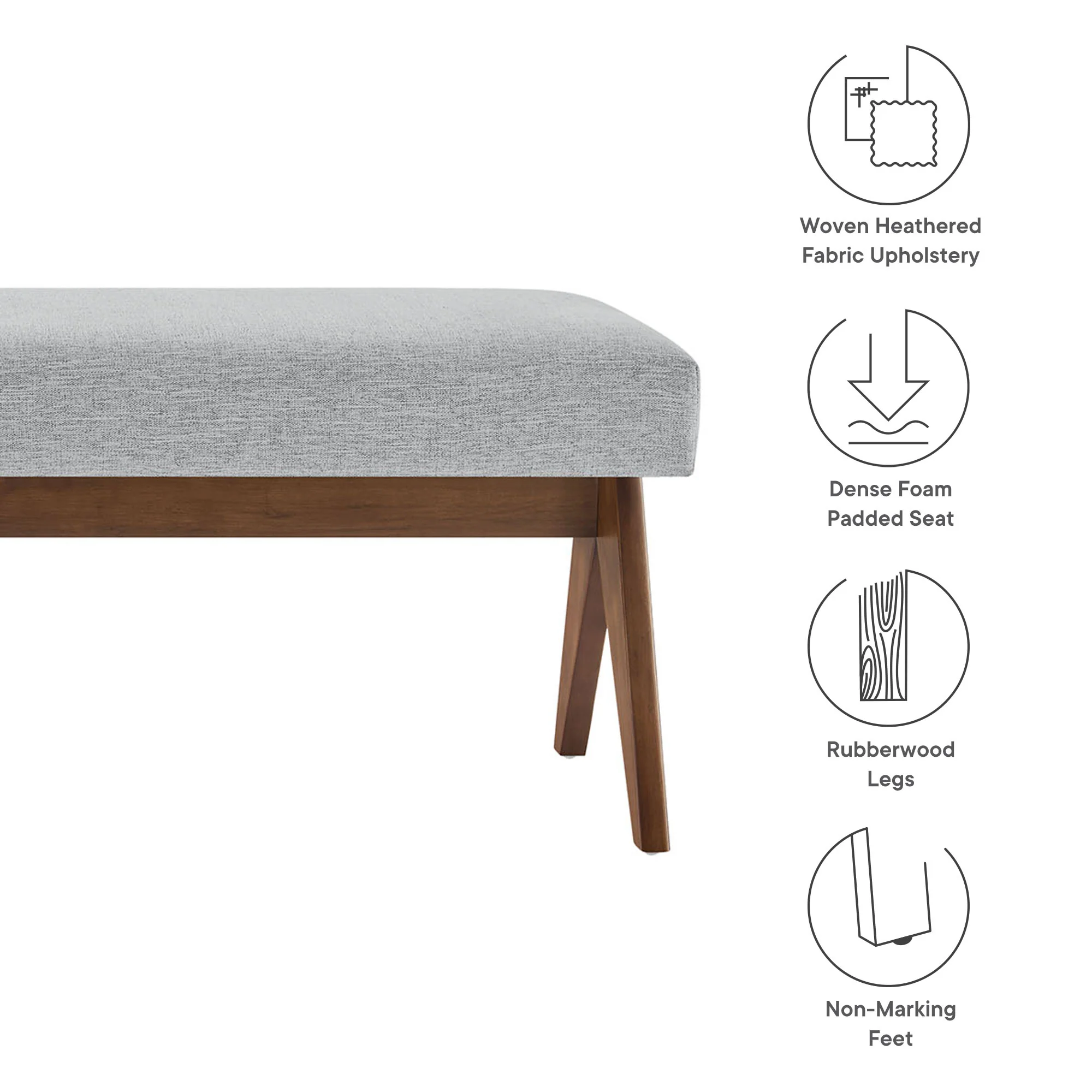 Lyra 63" Fabric Upholstered Bench by Modway - Image 35