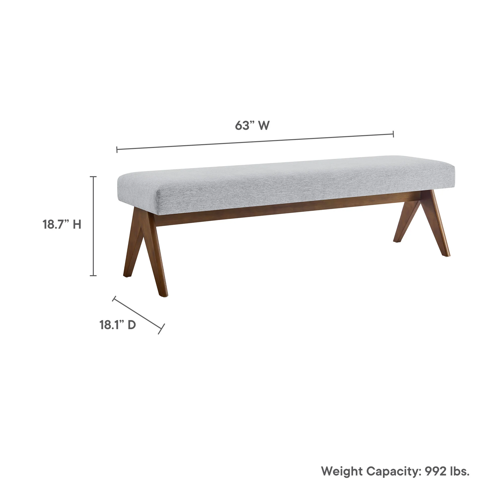 Lyra 63" Fabric Upholstered Bench by Modway - Image 36