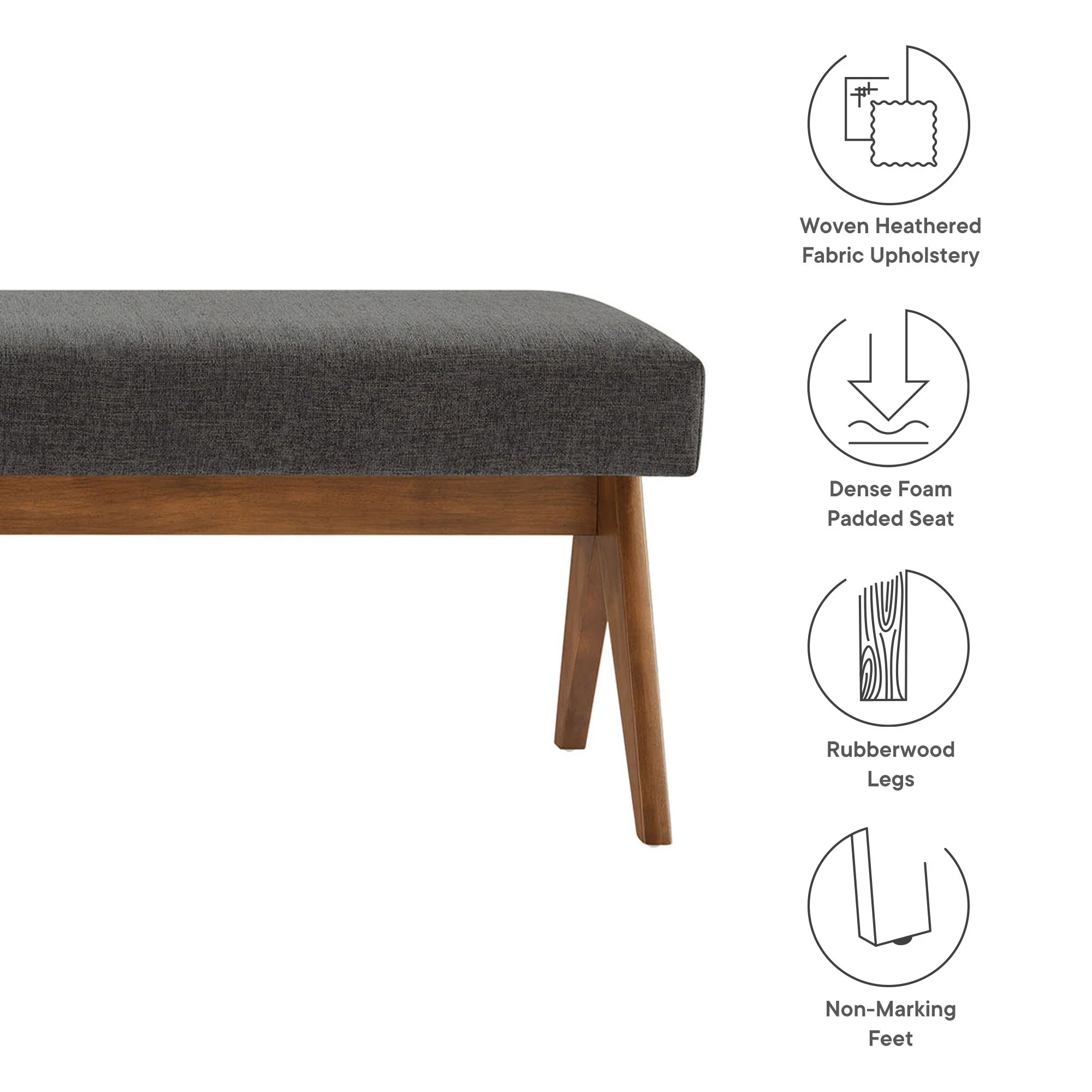 Lyra 63" Fabric Upholstered Bench by Modway - Image 8