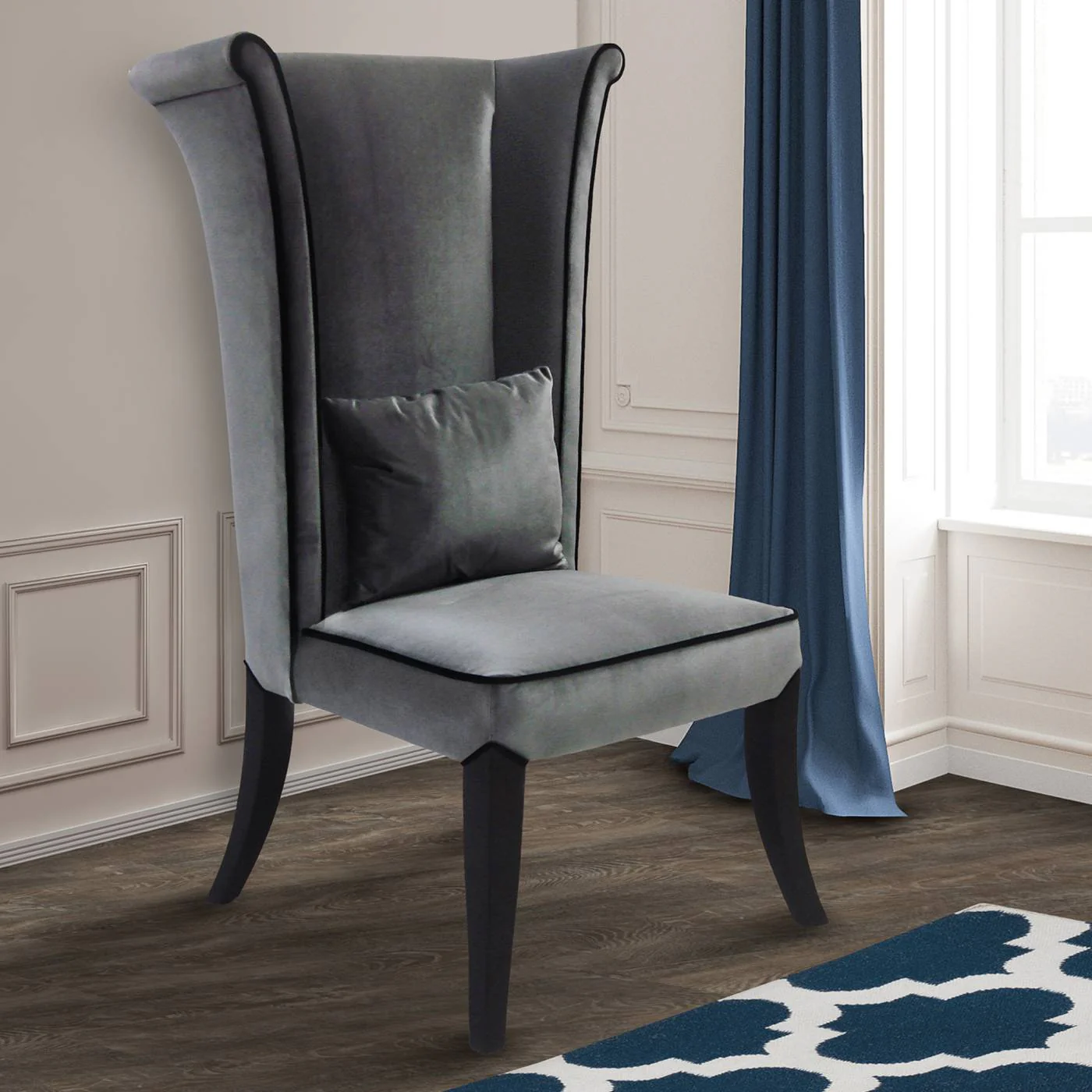 Mad Hatter Dining Chair In Black Rich Velvet By Armen Living - Image 3