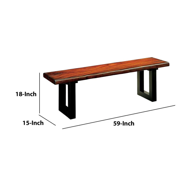 Maddison Contemporary Style Bench , Tobacco Oak By Benzara - Image 6