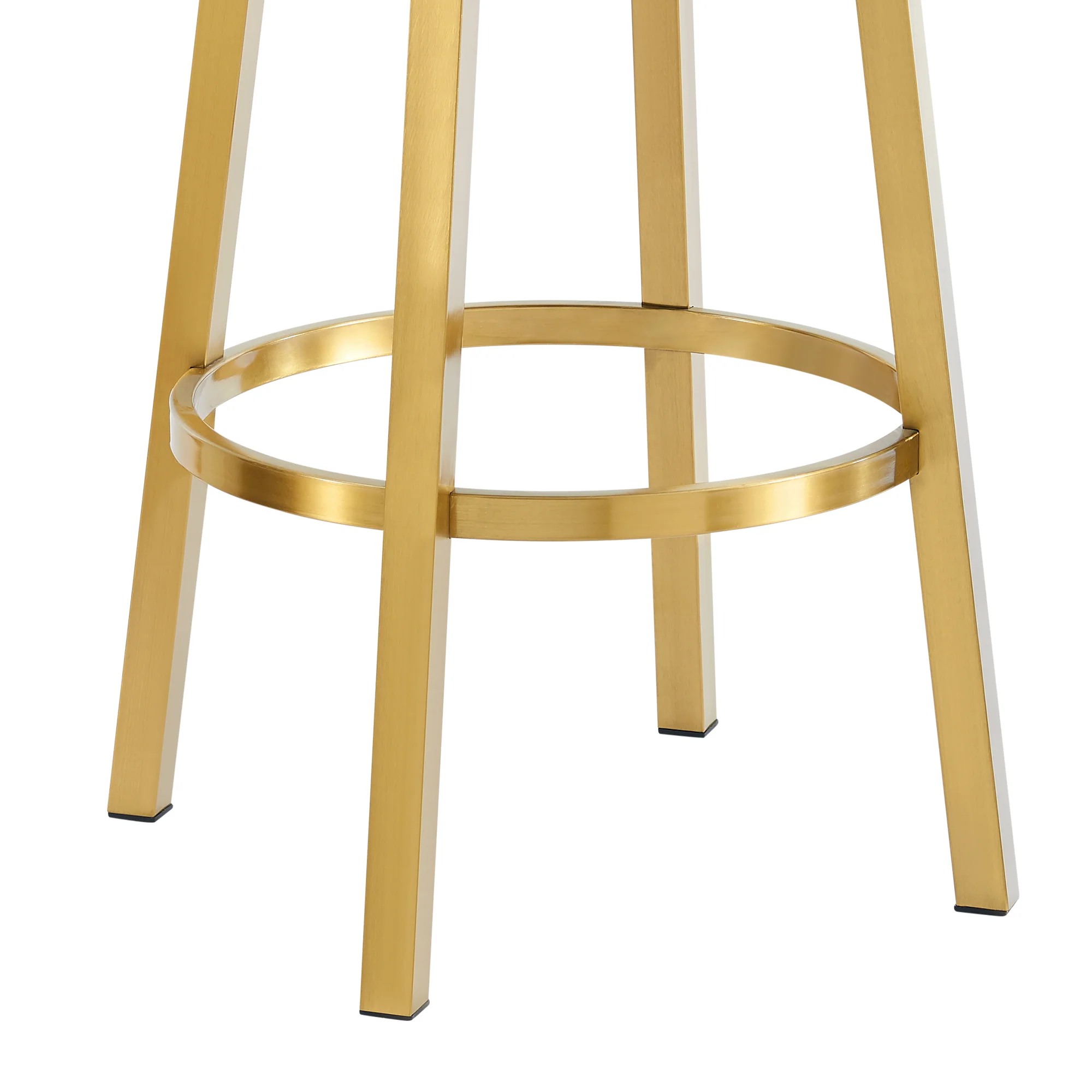 Madrid 26" Swivel Counter Stool in Gold Brushed Stainless Steel with Vintage Coffee Faux Leather By Armen Living - Image 8