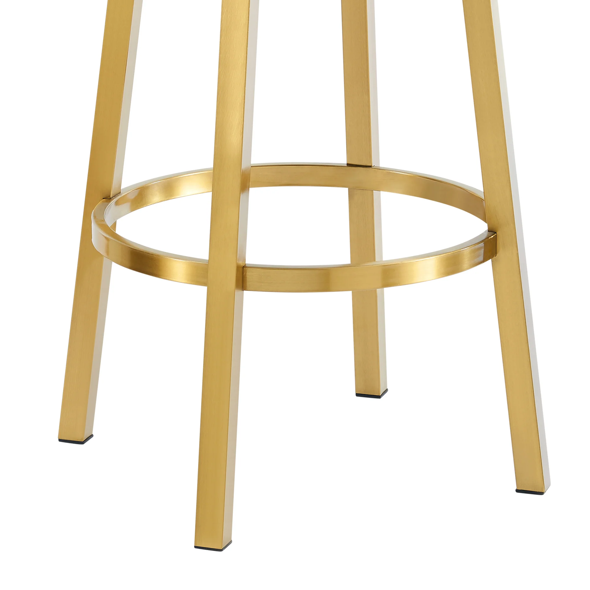 Madrid 26" Swivel Counter Stool with Gold Brushed Stainless Steel and Vintage Gray Faux Leather By Armen Living - Image 8