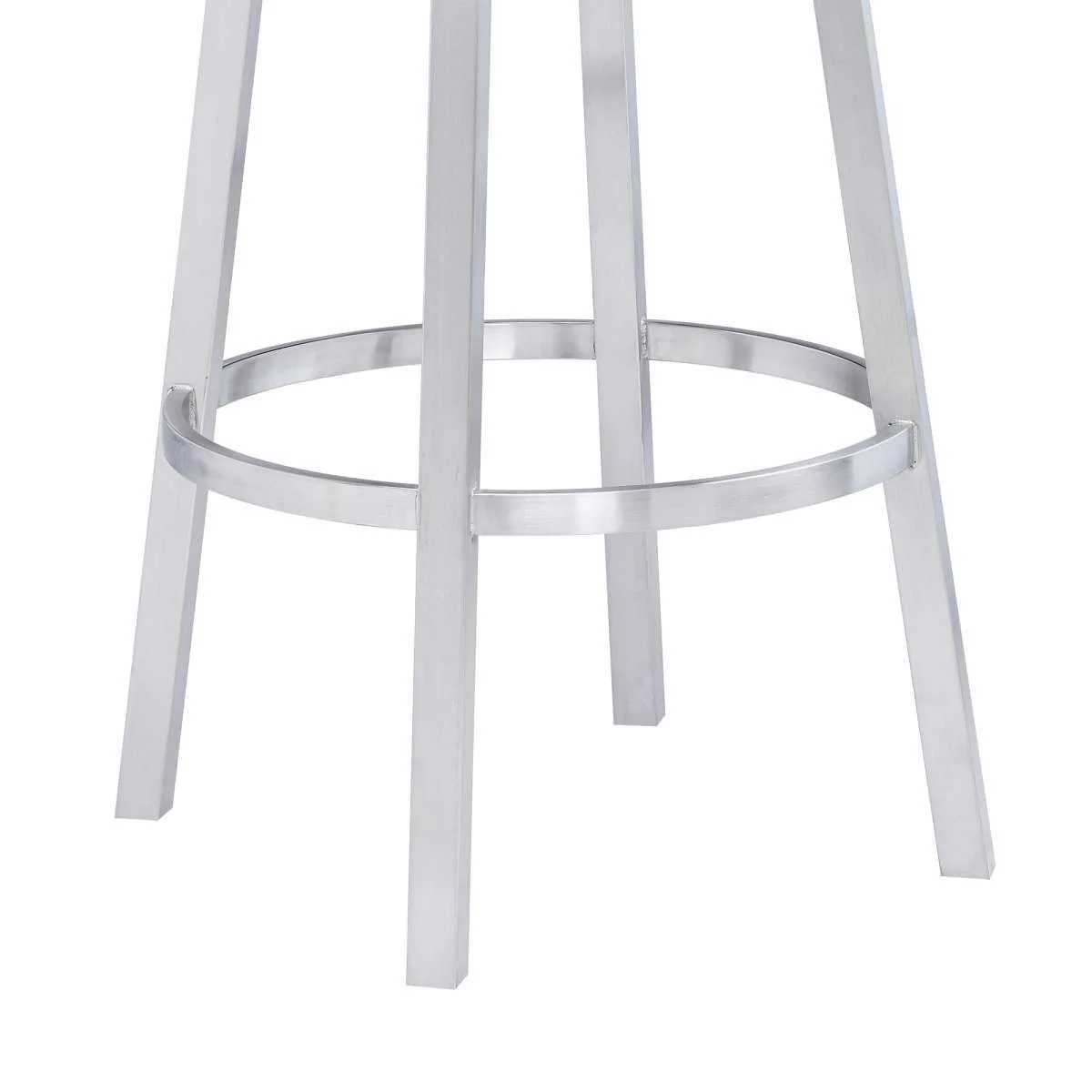 Madrid 30" Bar Height Swivel Black Faux Leather and Brushed Stainless Steel Bar Stool By Armen Living - Image 6