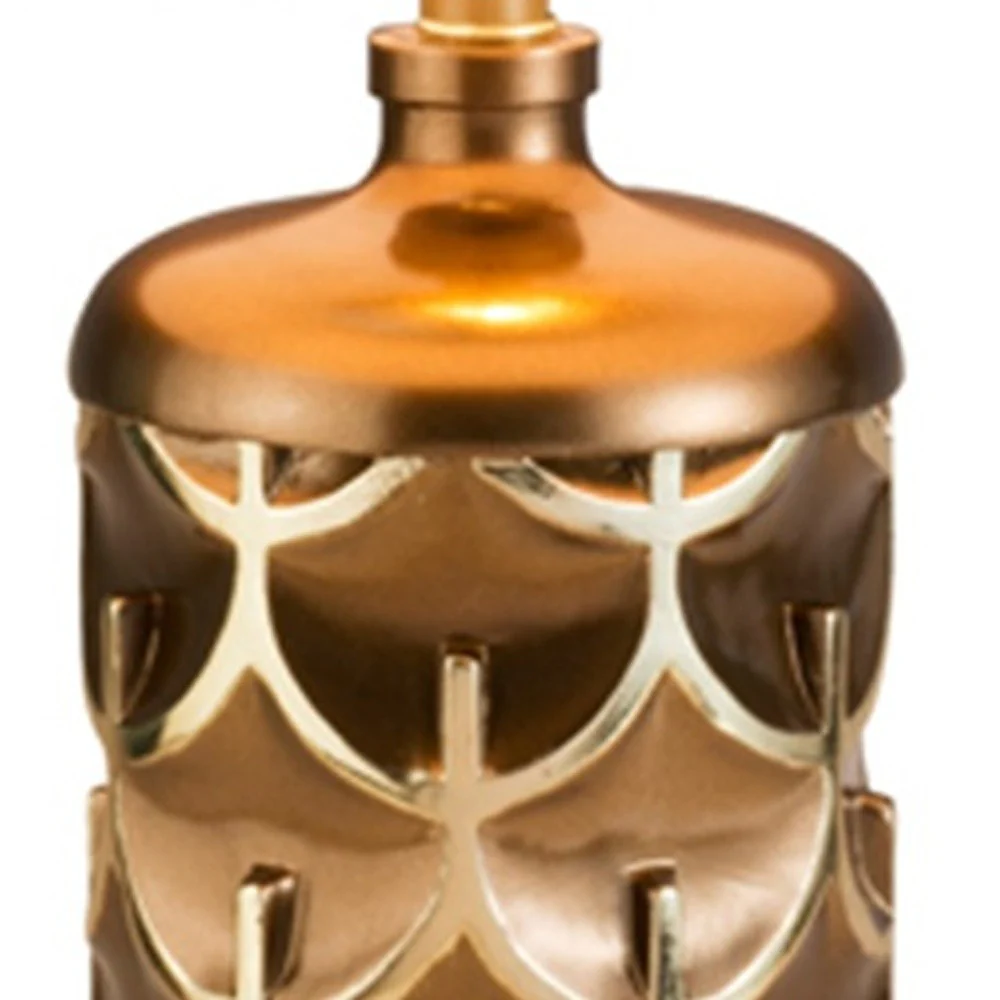 Magestic Brown and Gold Geo Table Lamp By Homeroots - Image 3