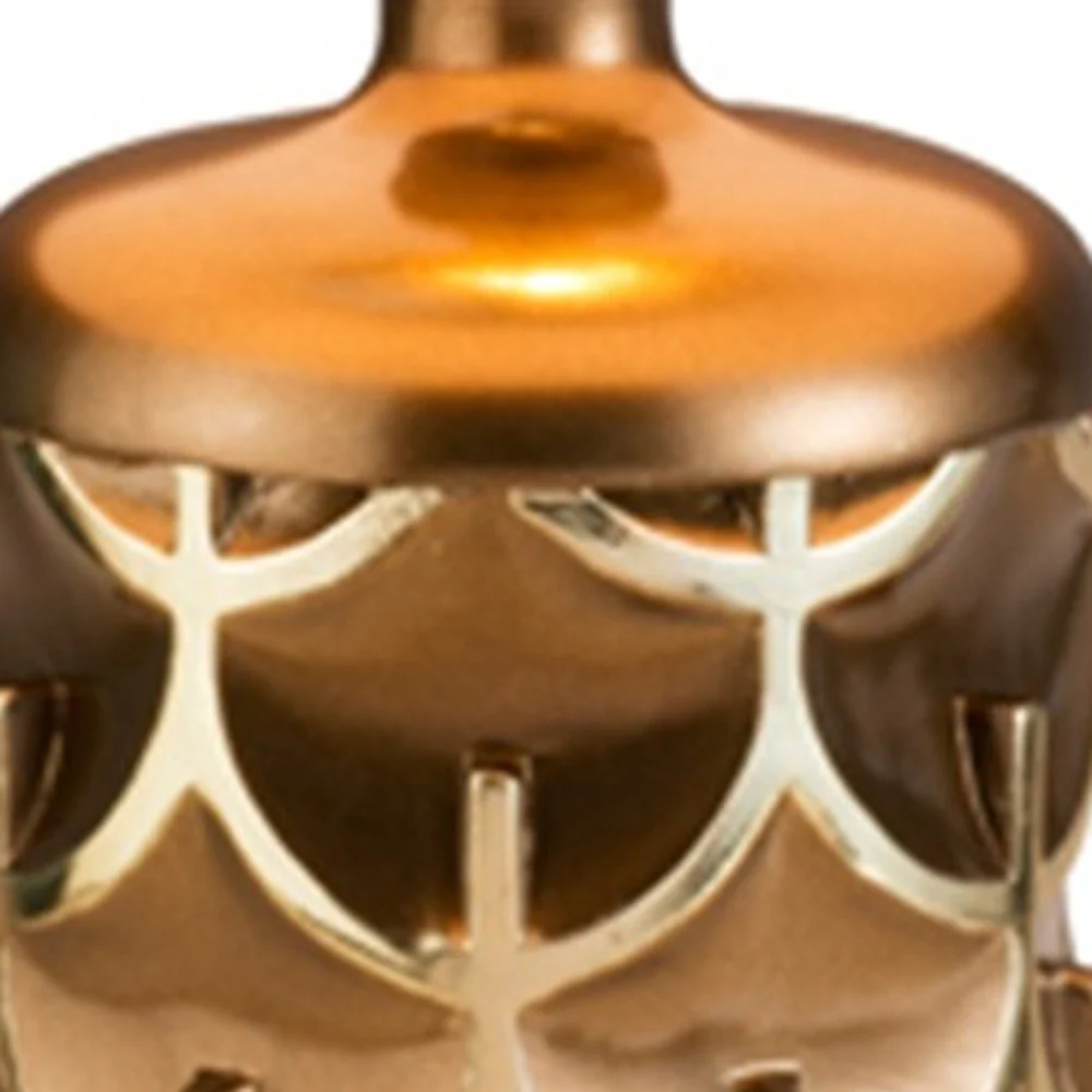 Magestic Brown and Gold Geo Table Lamp By Homeroots - Image 4