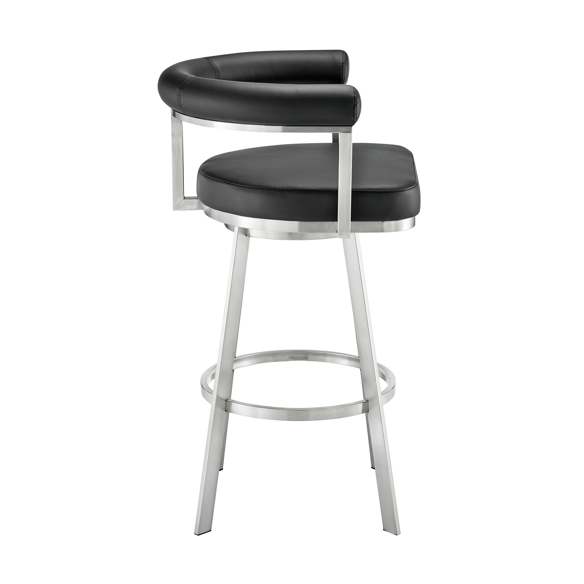 Magnolia 26" Swivel Counter Stool in Black Metal with Brown Faux Leather By Armen Living - Image 13