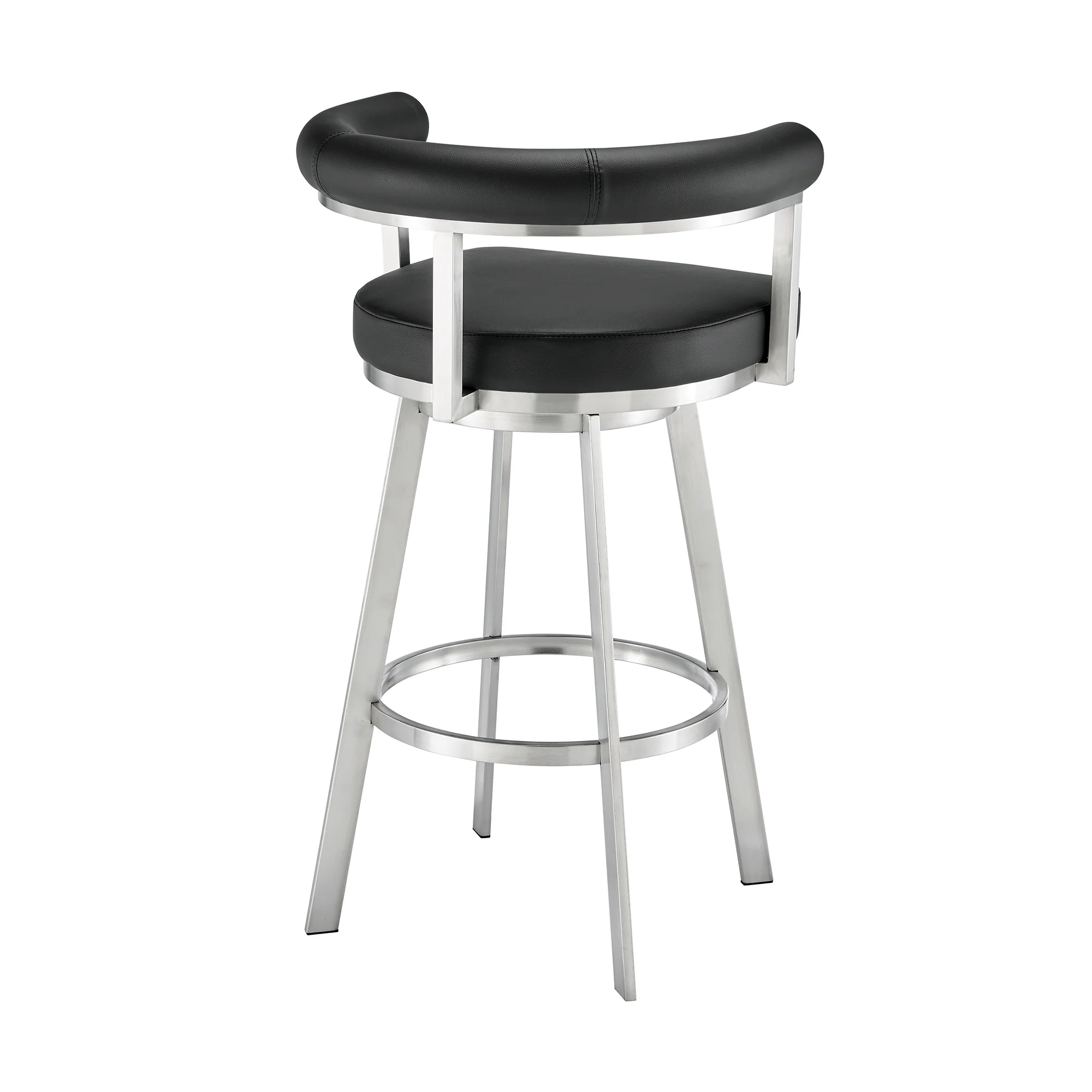 Magnolia 26" Swivel Counter Stool in Black Metal with Brown Faux Leather By Armen Living - Image 14