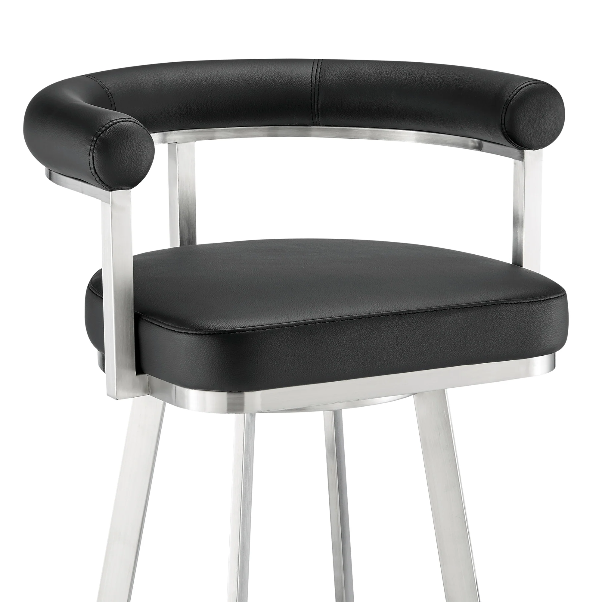 Magnolia 26" Swivel Counter Stool in Black Metal with Brown Faux Leather By Armen Living - Image 16