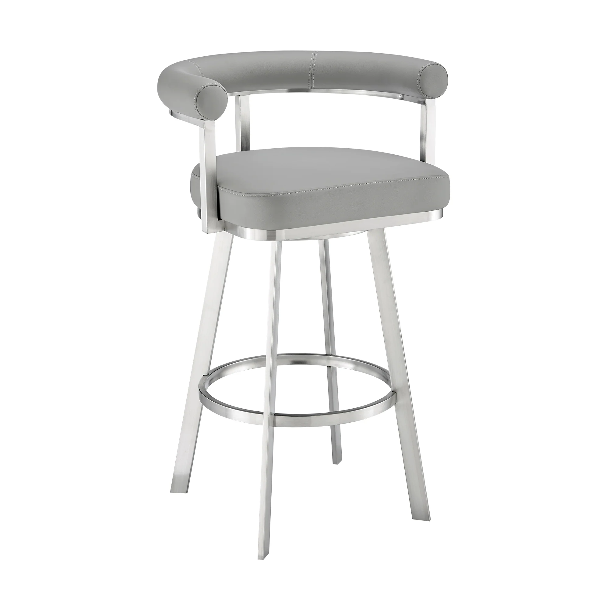 Magnolia 26" Swivel Counter Stool in Black Metal with Brown Faux Leather By Armen Living - Image 20