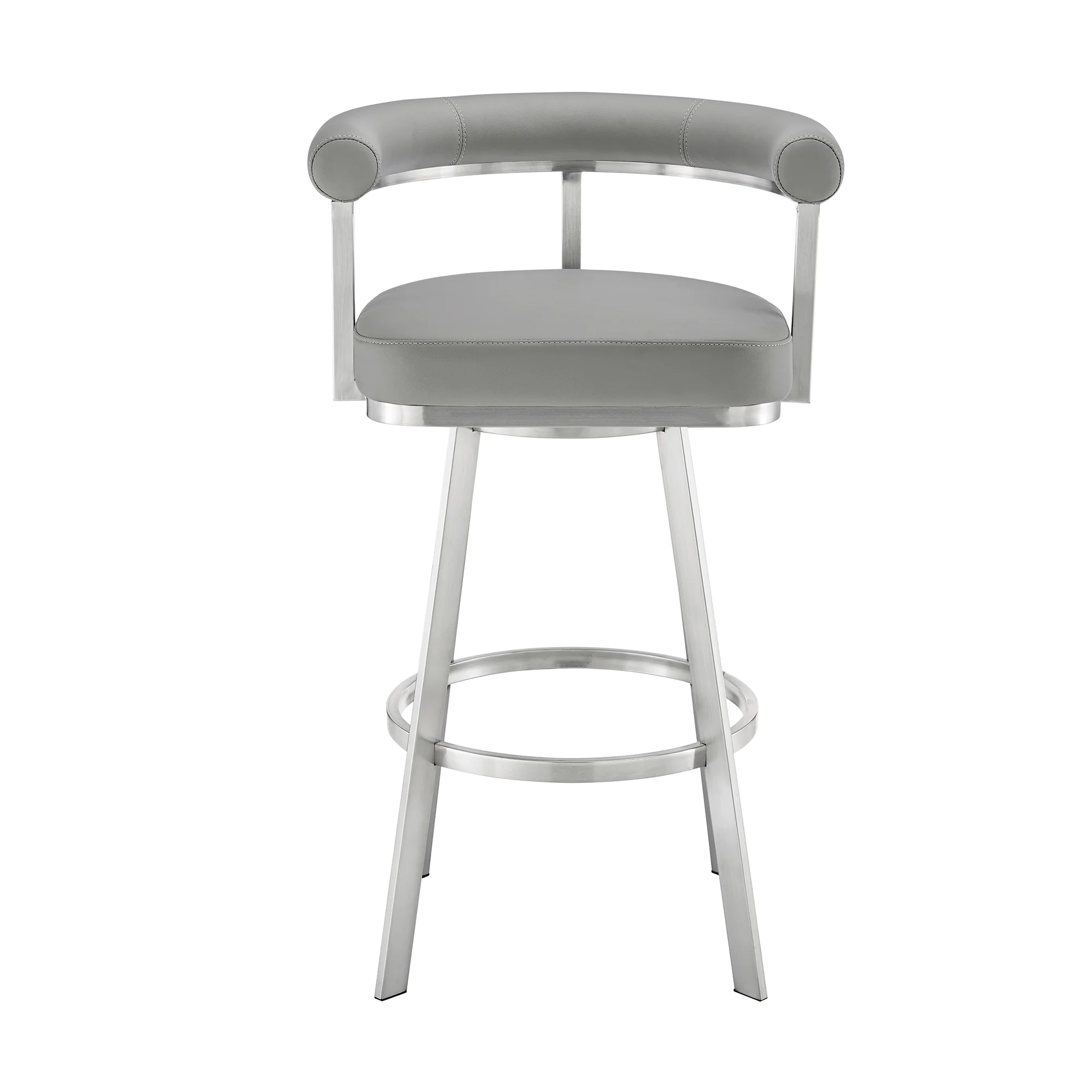 Magnolia 26" Swivel Counter Stool in Black Metal with Brown Faux Leather By Armen Living - Image 21