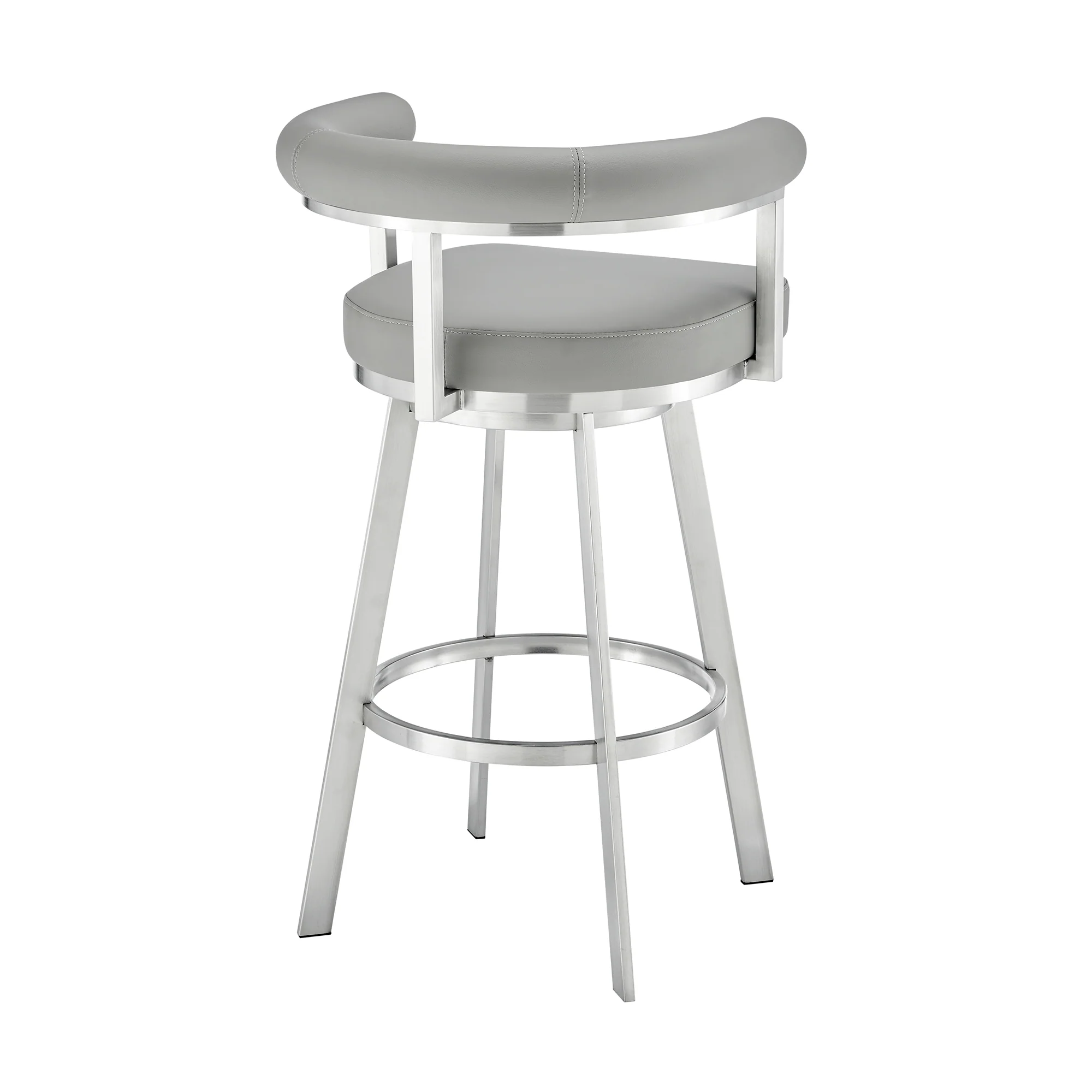 Magnolia 26" Swivel Counter Stool in Black Metal with Brown Faux Leather By Armen Living - Image 23