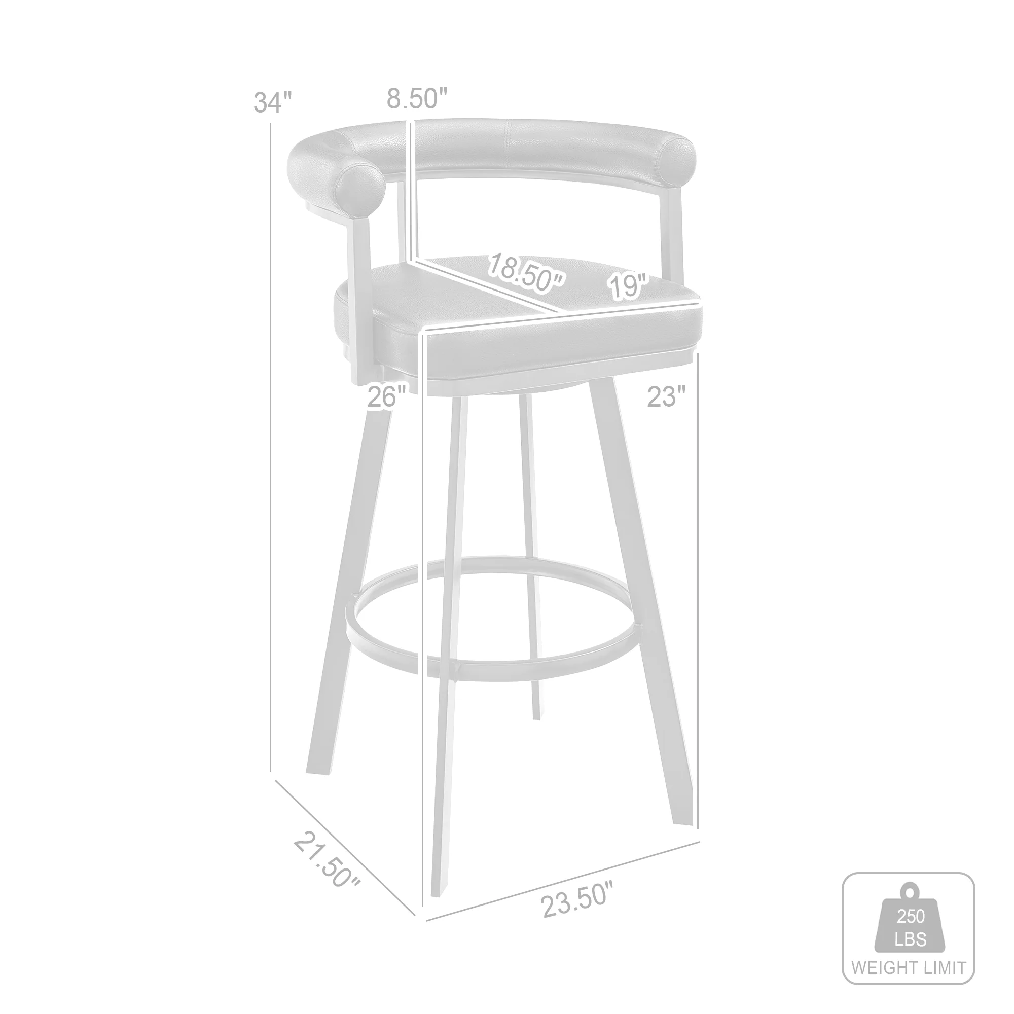 Magnolia 26" Swivel Counter Stool in Black Metal with Brown Faux Leather By Armen Living - Image 26