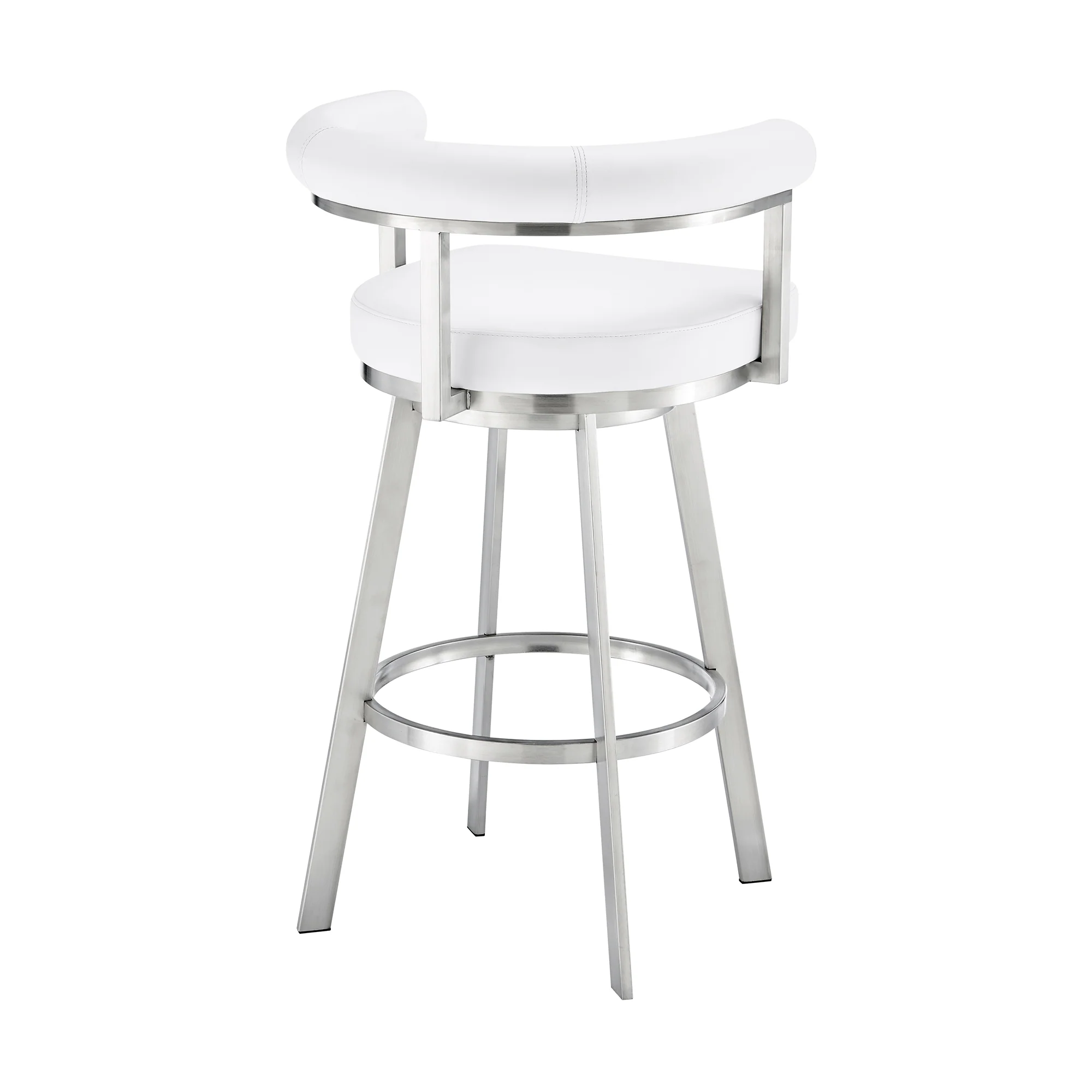 Magnolia 26" Swivel Counter Stool in Black Metal with Brown Faux Leather By Armen Living - Image 32